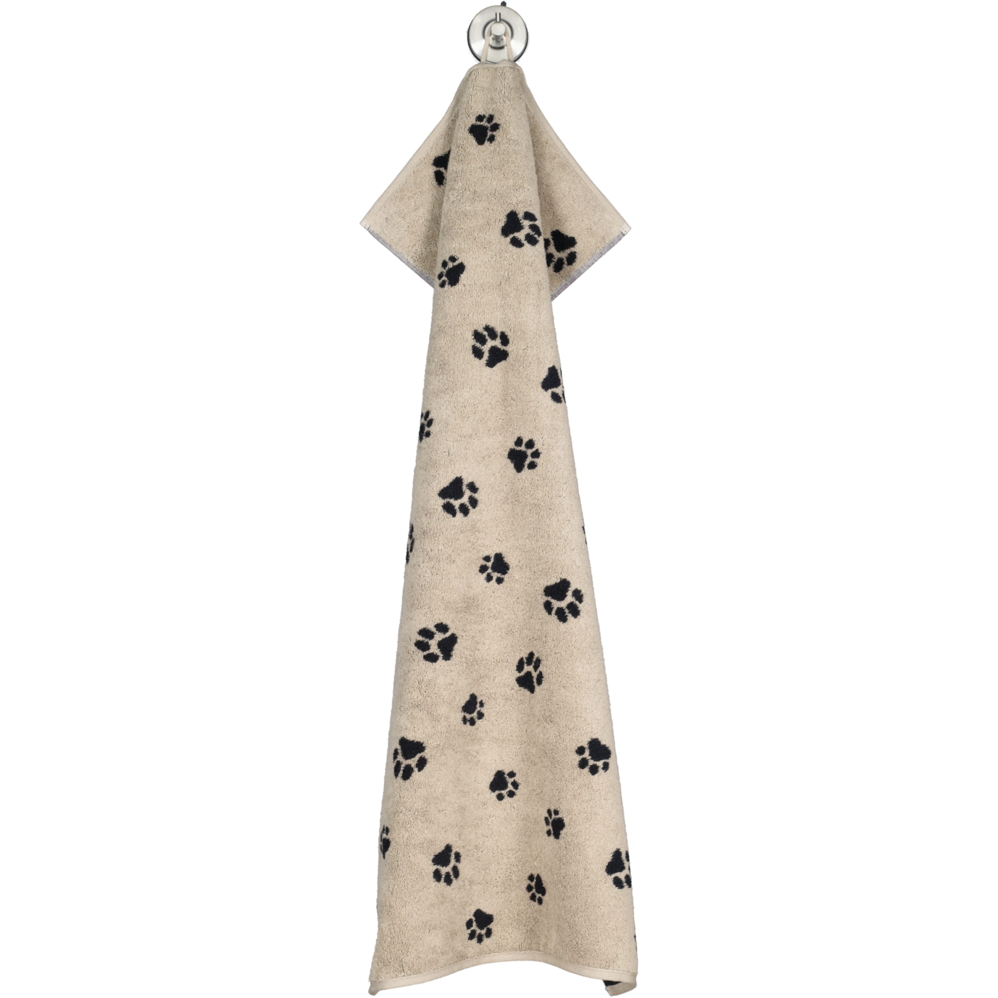 Cawö Handtücher WE LOVE DOGS Paws 6247 Schwarz-Beige - 93 - Handtuch 50x100 cm