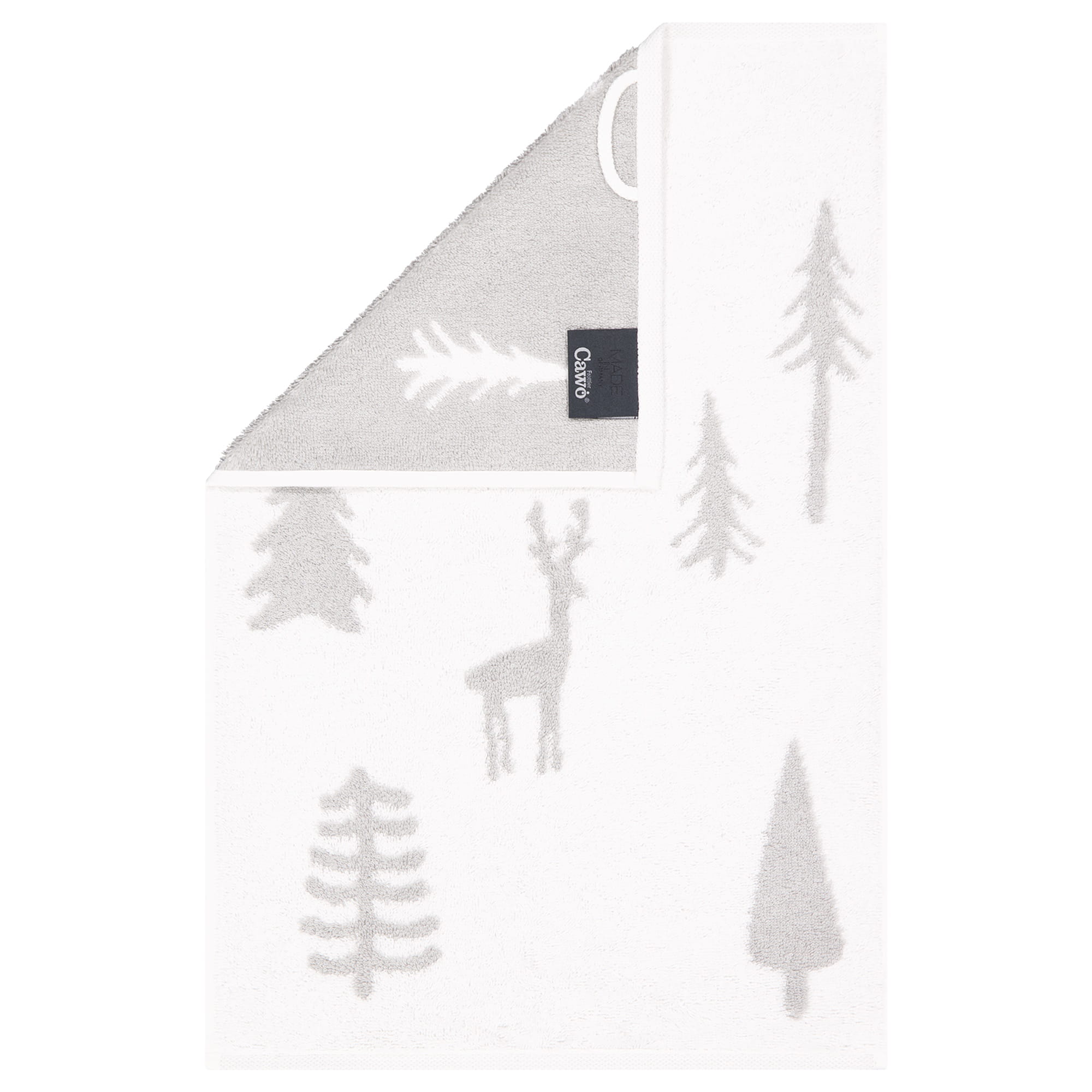 Cawö Handtücher WINTER EDITION Tannen 6273 weiß/platin - 67 - Gästetuch 30x50 cm