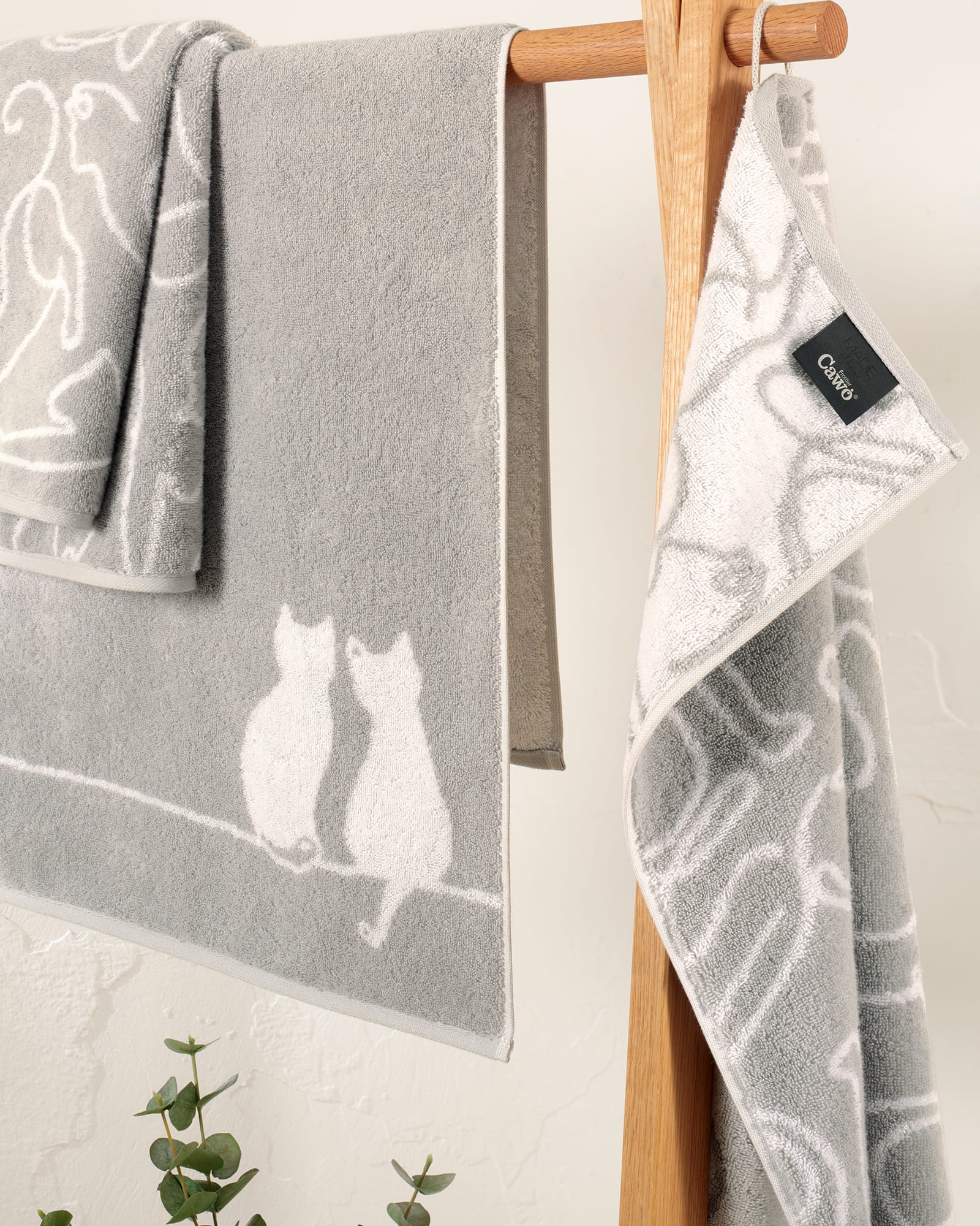 Cawö Handtücher CUTE CATS EDITION You & Me 6263 platin/weiß - 76 - Handtuch 50x100 cm