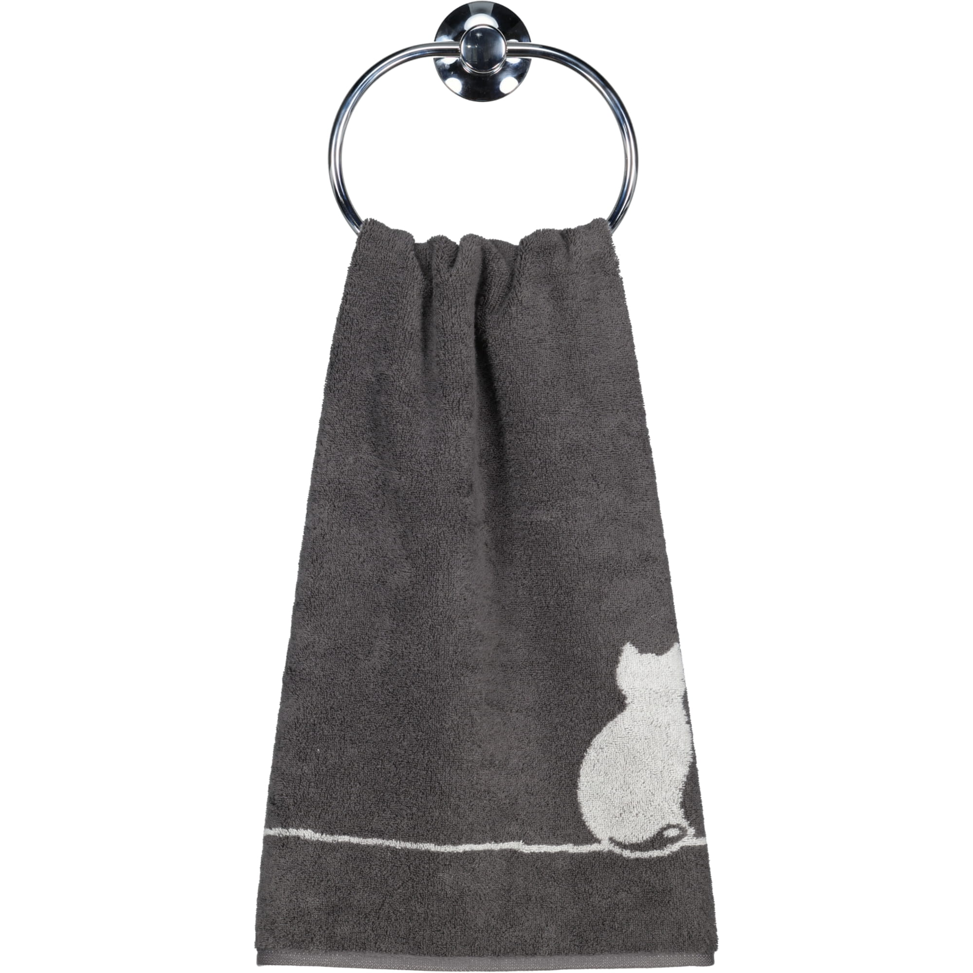 Cawö Handtücher CUTE CATS EDITION You & Me 6263 basalt/platin - 77 - Handtuch 50x100 cm