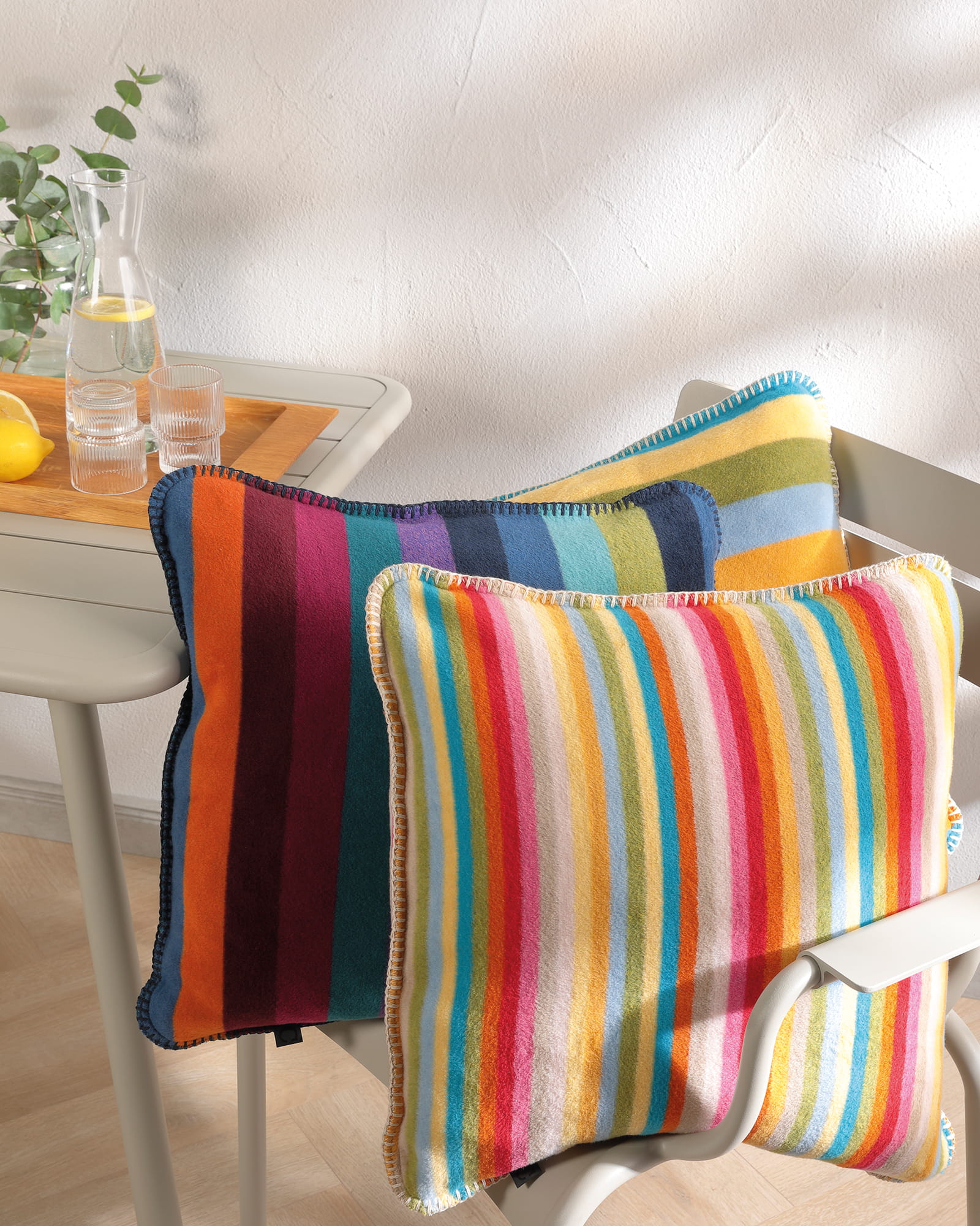 Cawö Kissenhüllen Lifestyle Streifen 70480 multicolor dunkel - 84 - 50x50 cm