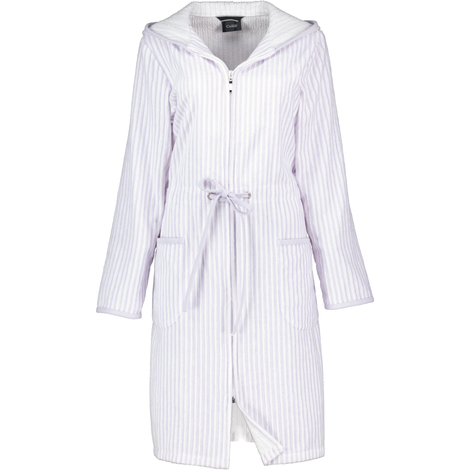 Cawö - Damen Bademantel kurz Kapuze TG RV 6416 - Farbe: flieder - 86 - L