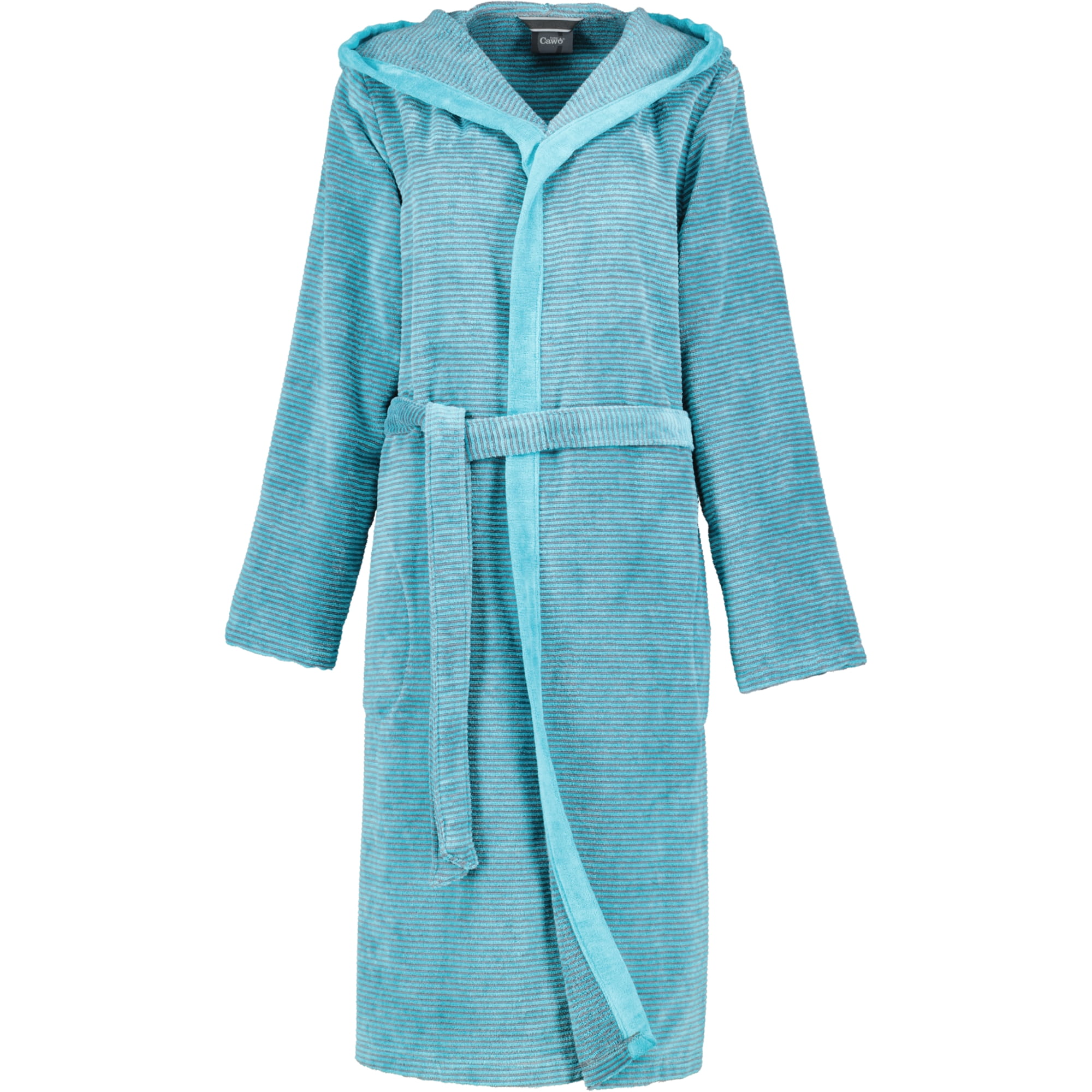 Cawö - Damen Bademantel Two-Tone Kapuze 6425 - Farbe: türkis - 47
