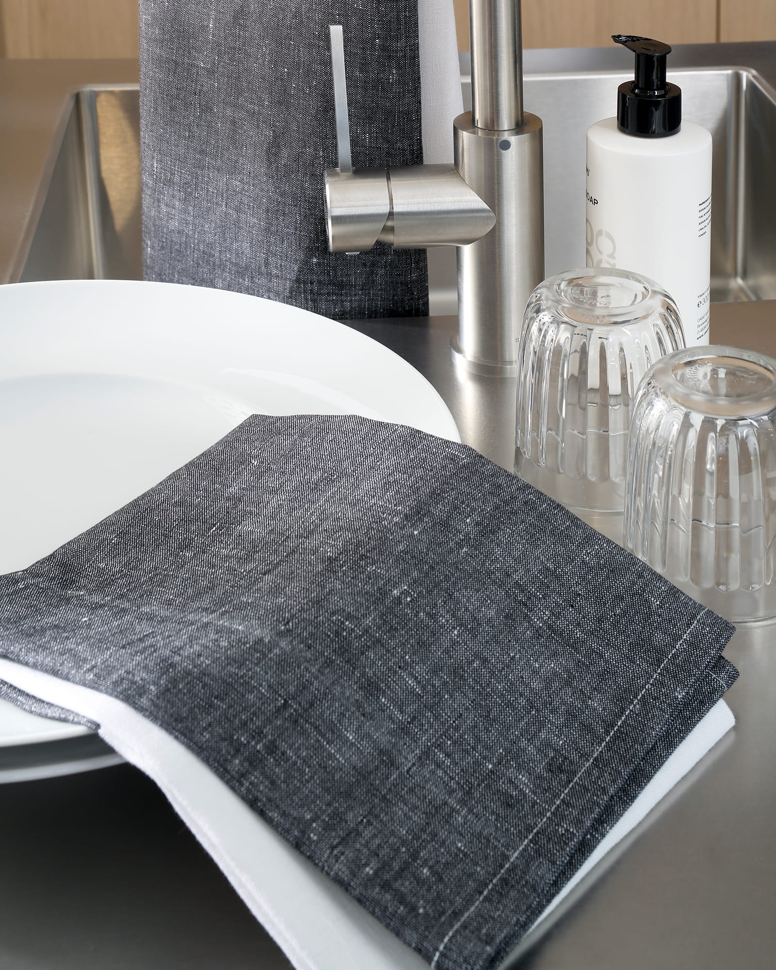 Cawö Home Geschirrtücher Cuisine Duo 535 schwarz/weiß - 96 - 50x70 cm