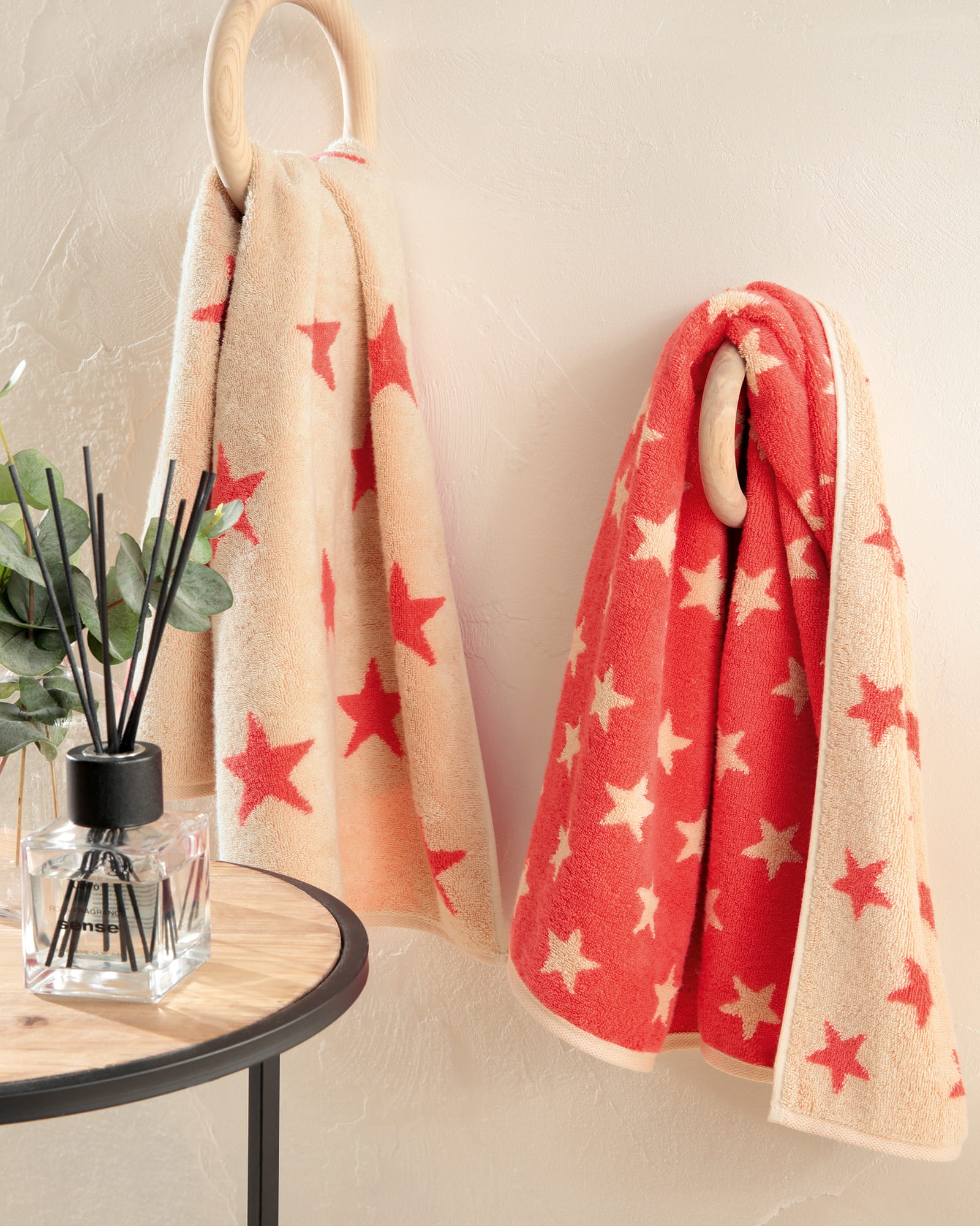 Cawö Handtücher NEW STARS Sterne klein 6261 beige/pink - 32 - Waschhandschuh 16x22 cm