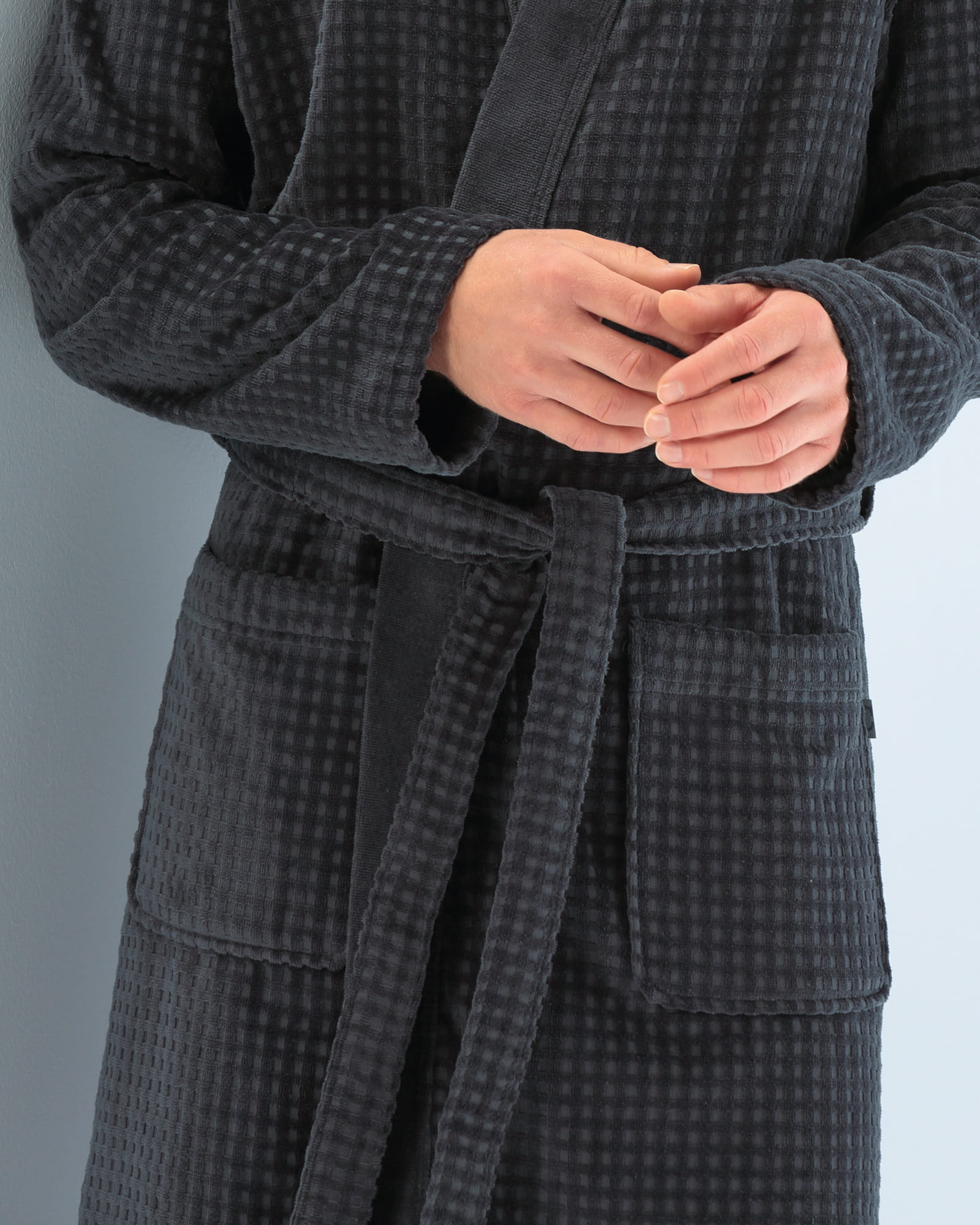 Cawö Herren Bademantel Kimono 3714 - Farbe: anthrazit - 774