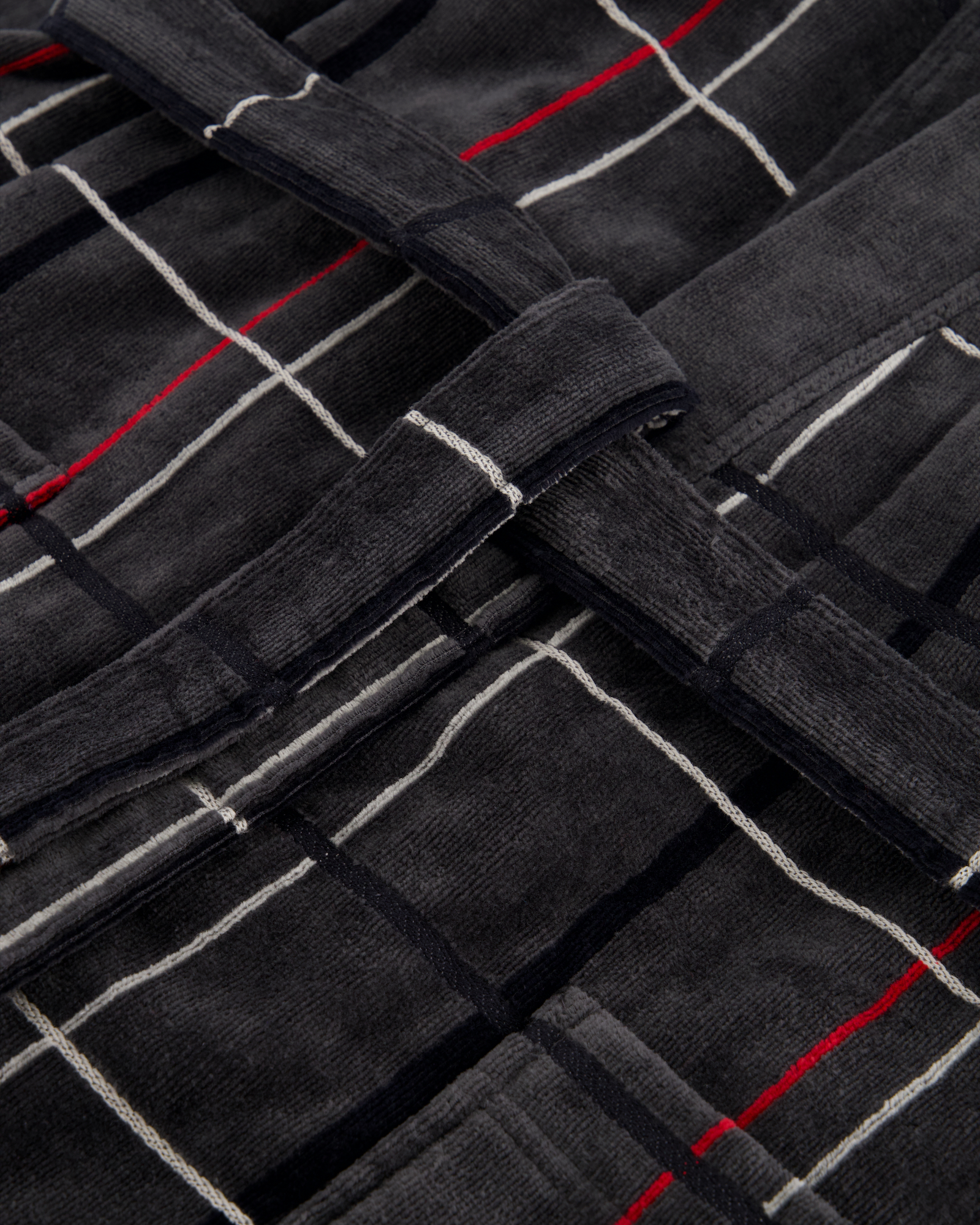 Cawö Bademäntel Herren Kimono Karo 4853 anthrazit-rot - 79