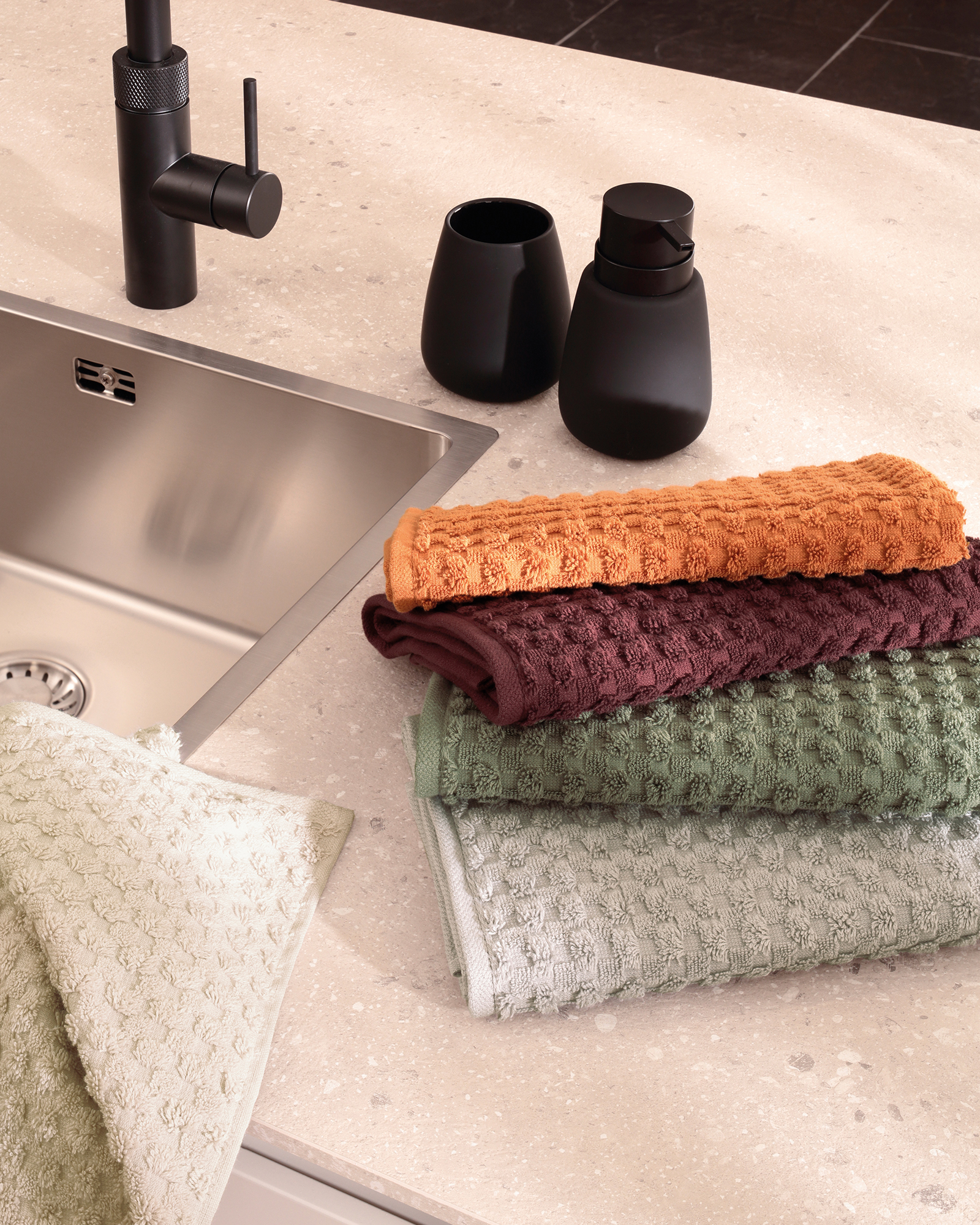 Cawö Küchenhandtücher Cuisine Pro Uni 520 burgund - 277 - 50x50 cm
