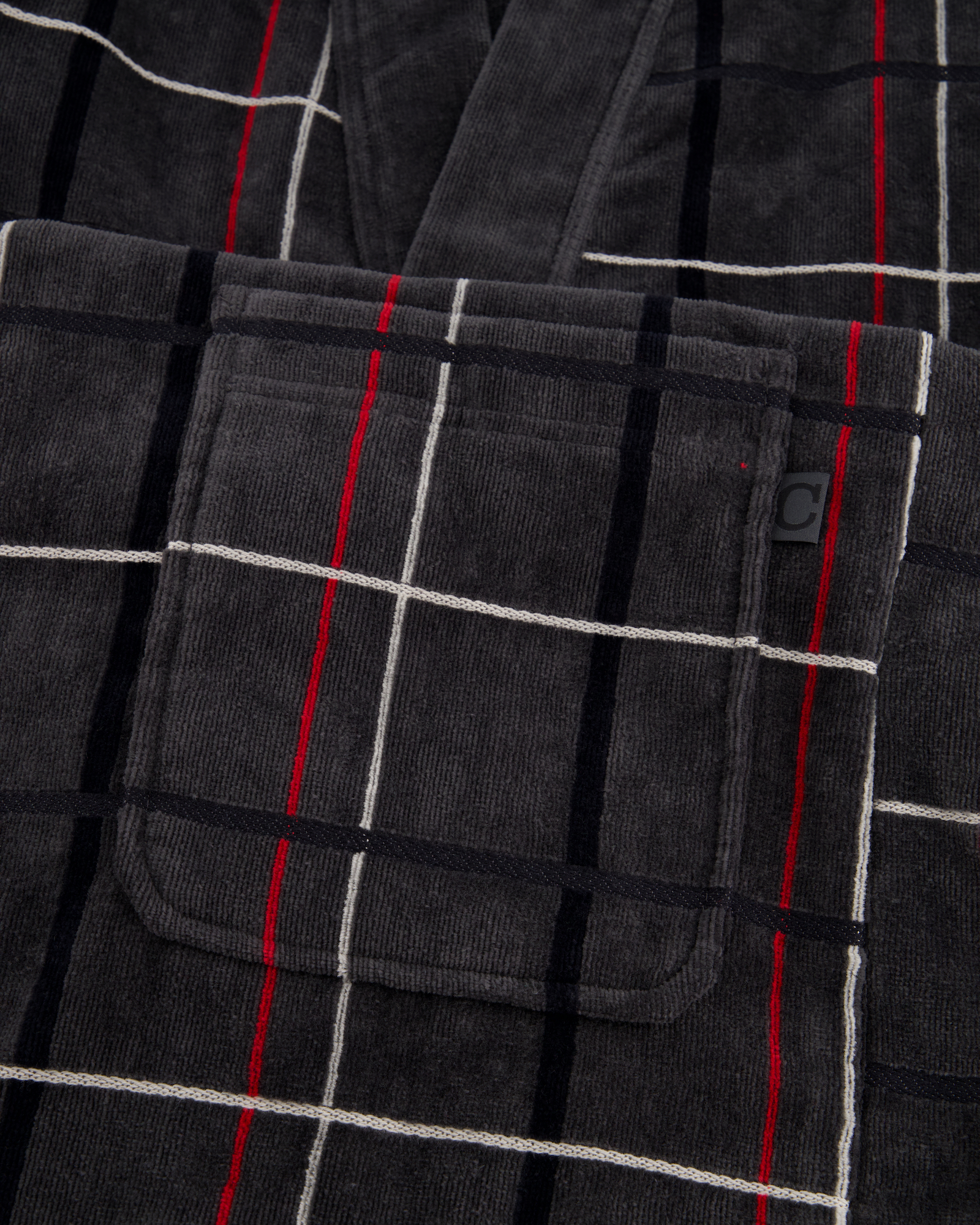 Cawö Bademäntel Herren Kimono Karo 4853 anthrazit-rot - 79
