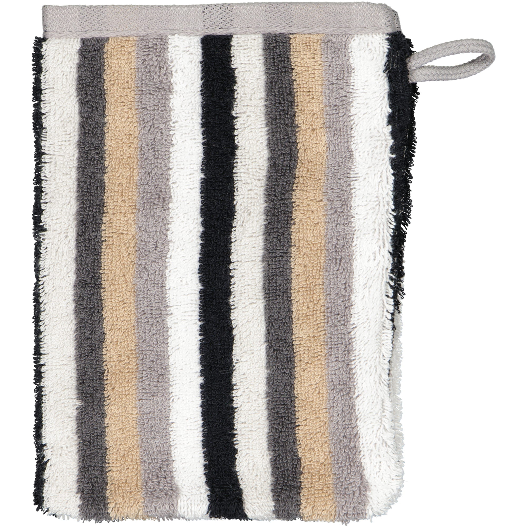 Cawö Handtücher Shades Streifen 6235 stein - 77 - Waschhandschuh 16x22 cm