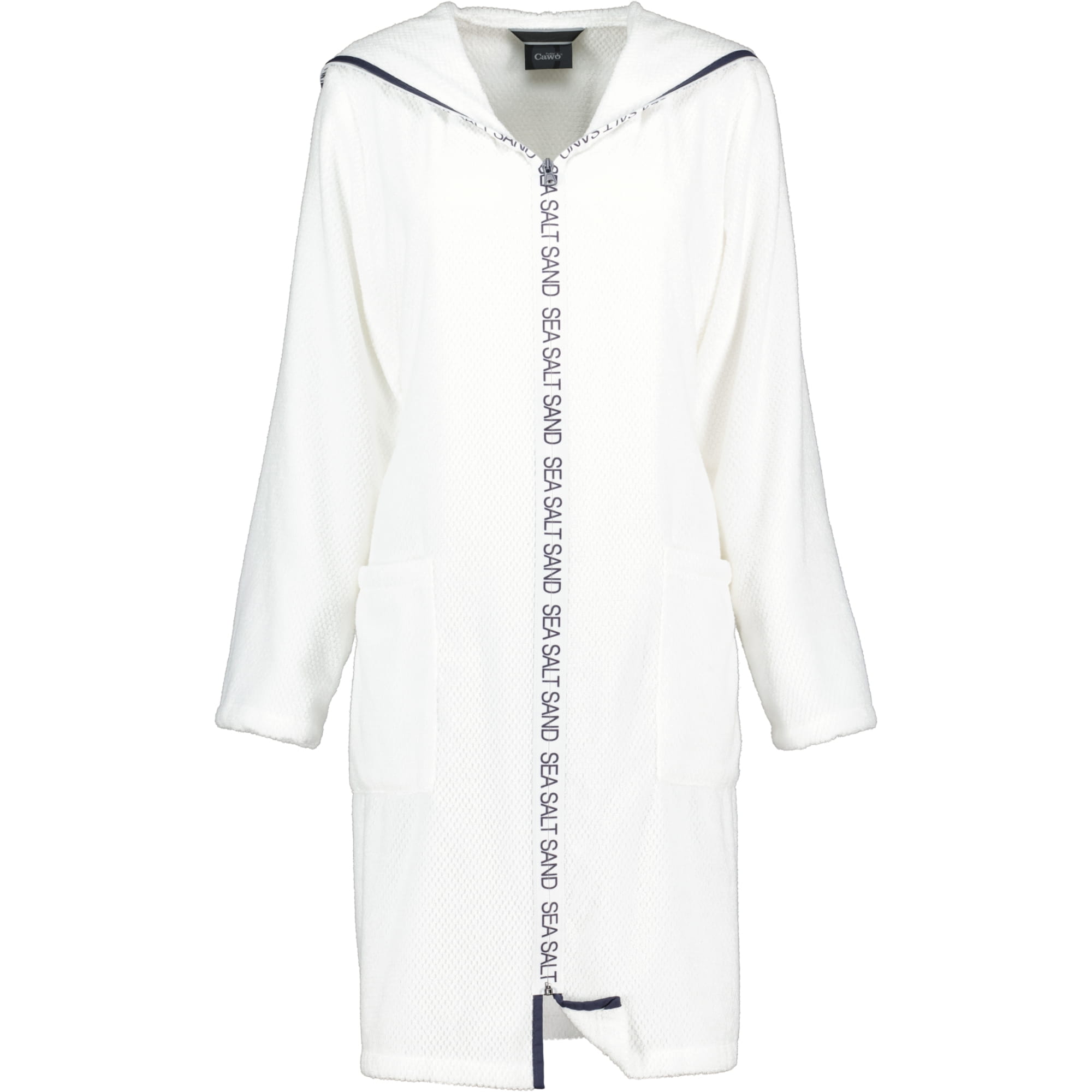 Cawö Damen Bademantel Sea Salt Sand 3101 Kapuze kurz RV - Farbe: weiß - 600 - M