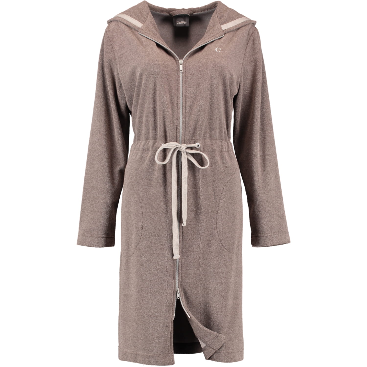 Cawö Home Active Damen Kurzmantel Kapuze TG RV 821 - Farbe: mocca-stein - 37