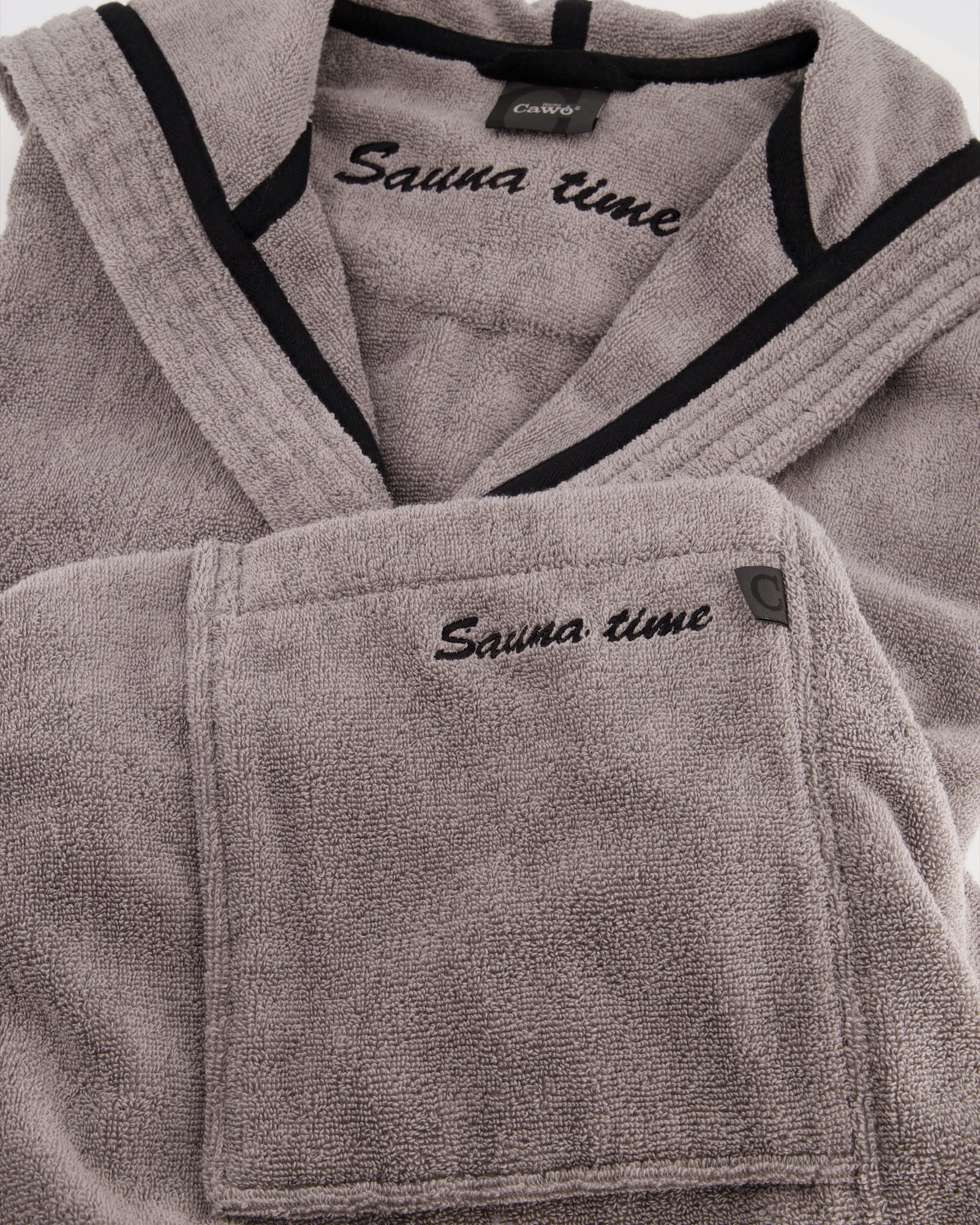 Cawö Home Bademäntel Herren Kapuze Sauna Time 833 stein - 79