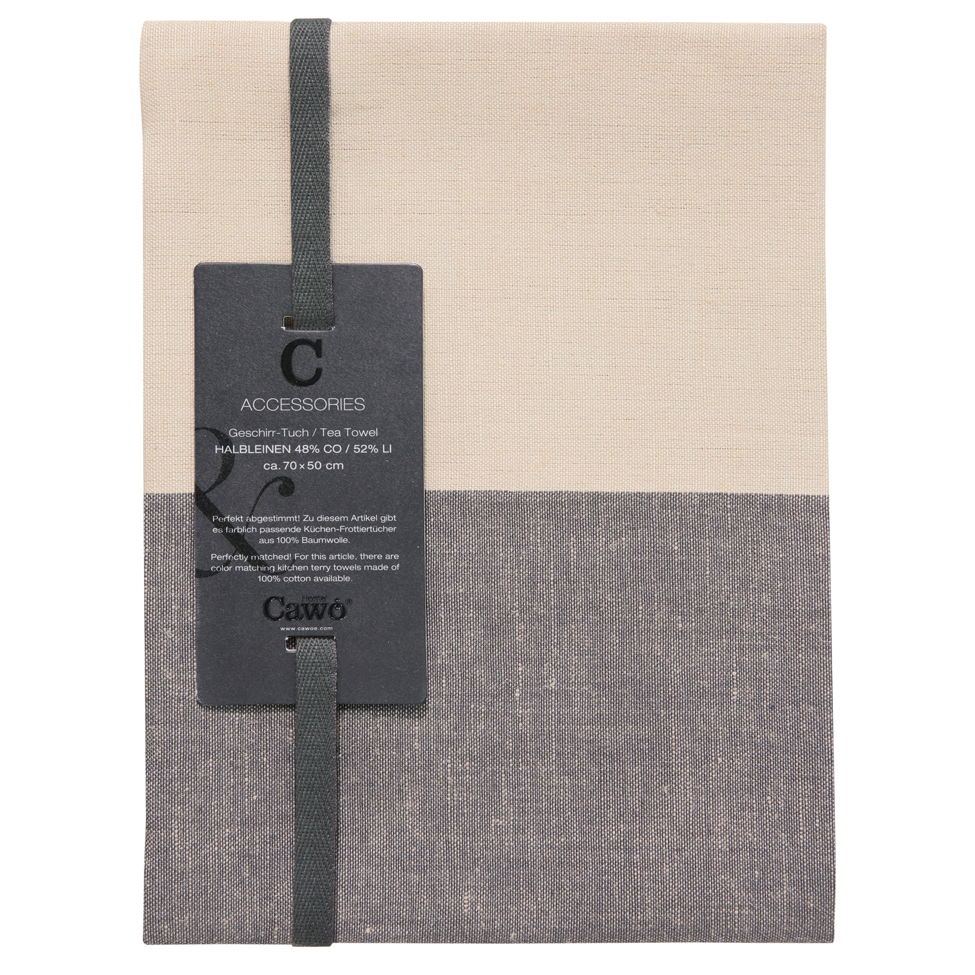Cawö Home Geschirrtücher Cuisine Duo 535 basalt/leinen - 73 - 50x70 cm