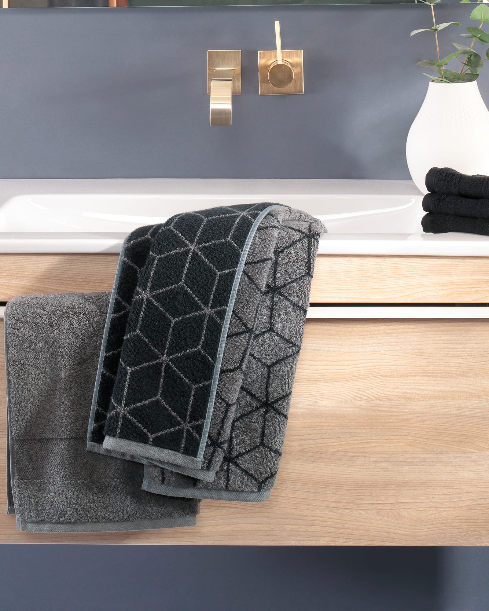 Villeroy & Boch Handtücher Coordinates Carré 2557 - Farbe: graphite - 79 - Handtuch 50x100 cm