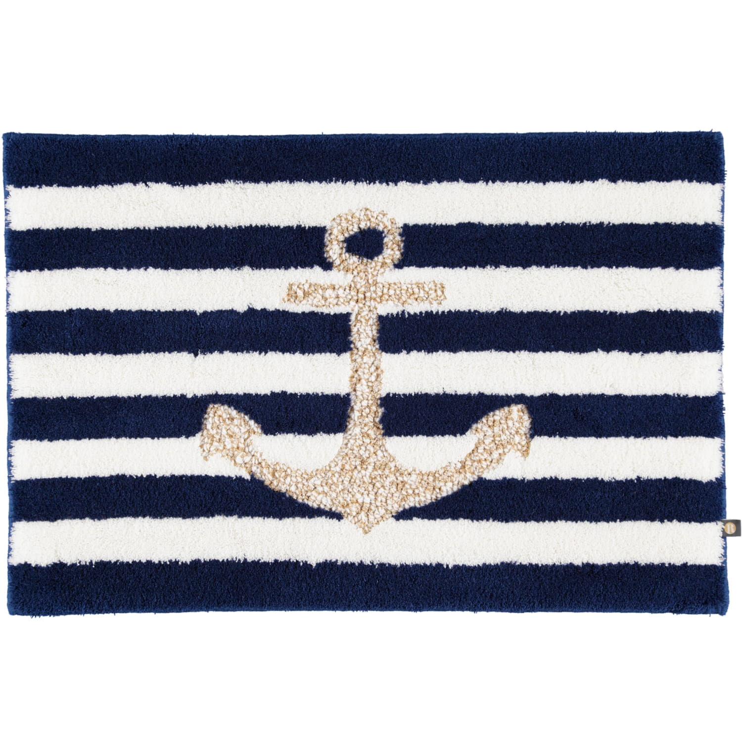 Rhomtuft - Badteppiche Anker - Farbe: royal/weiss/weiss-gold Lurex - 1368