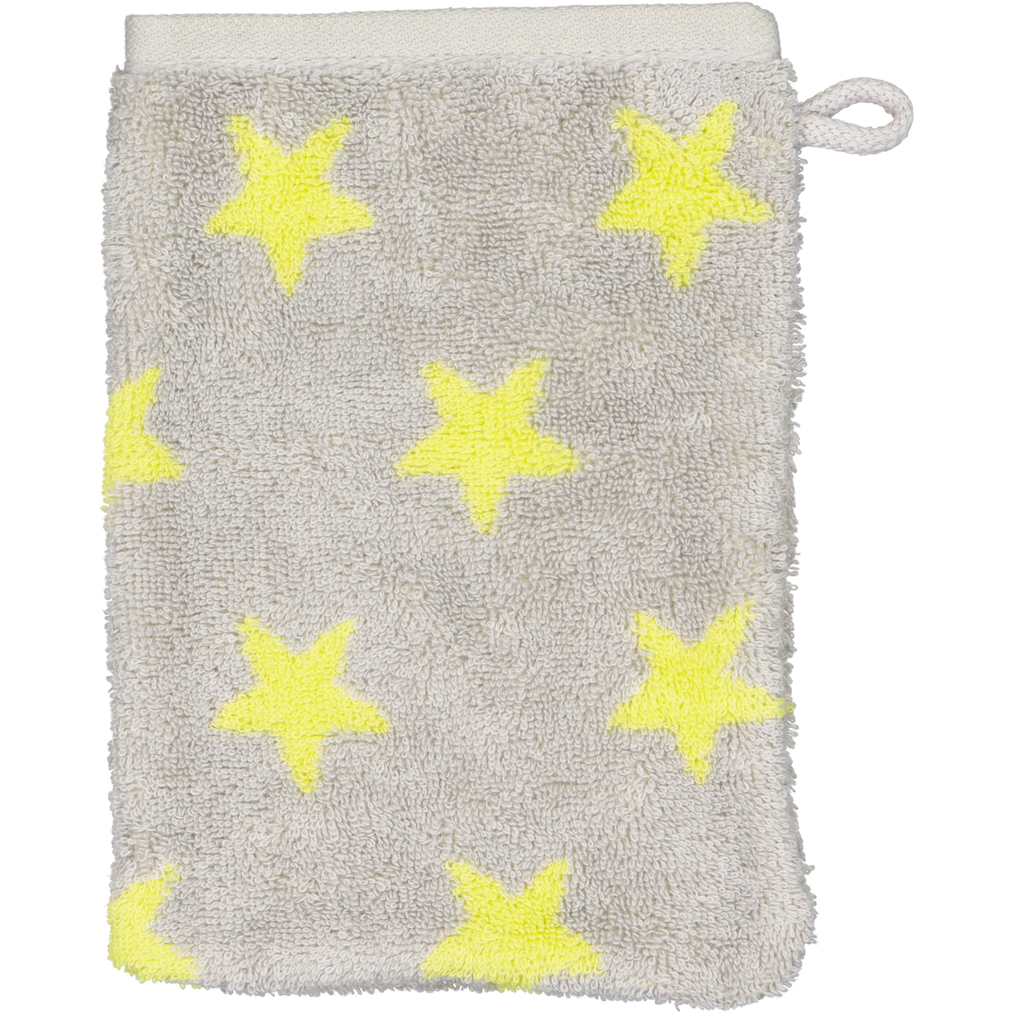 Cawö Handtücher NEW STARS Sterne klein 6261 platin/lime - 75 - Waschhandschuh 16x22 cm