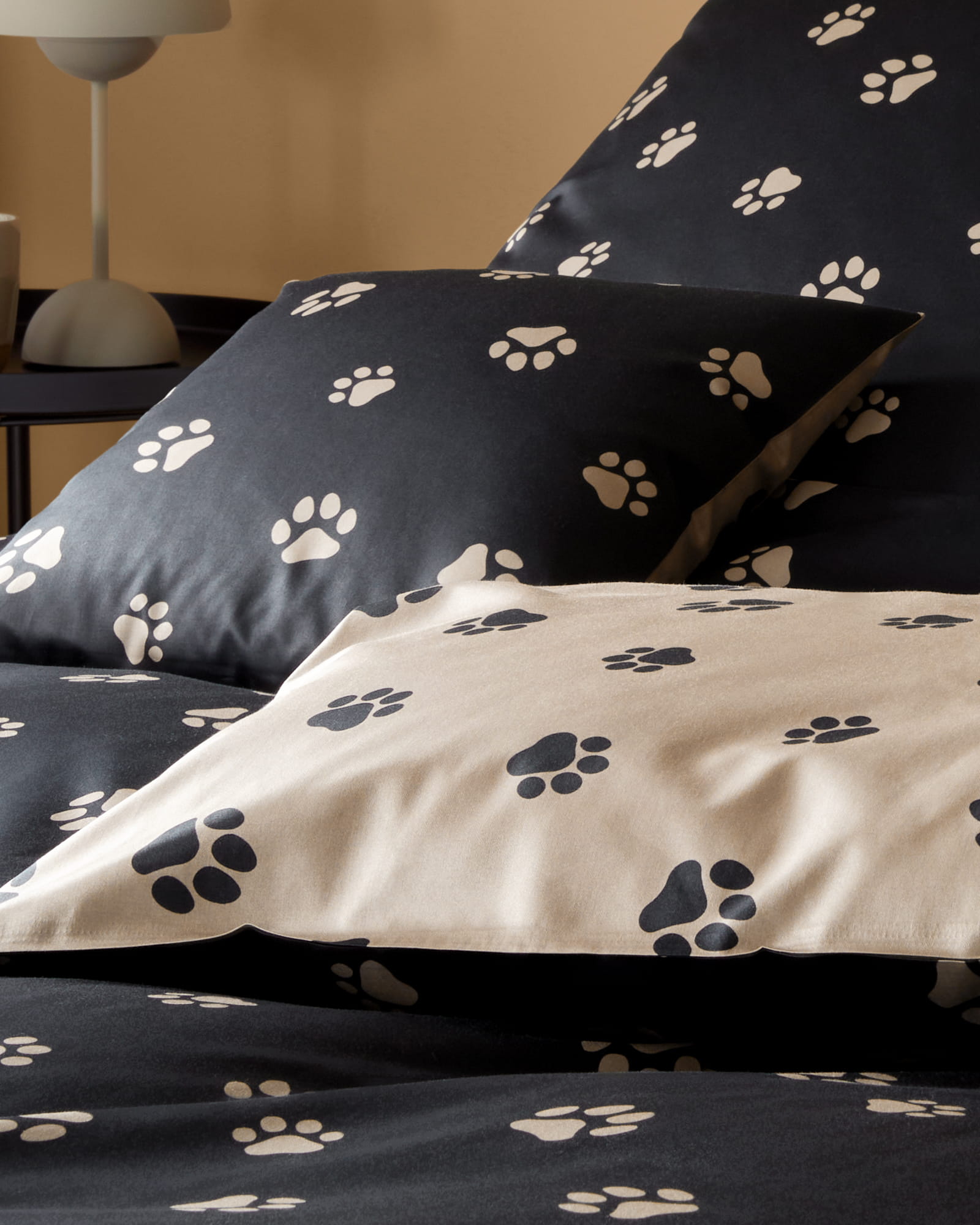 elegante Bettwäsche WE LOVE DOGS Paws 24541 Schwarz-Beige - 9