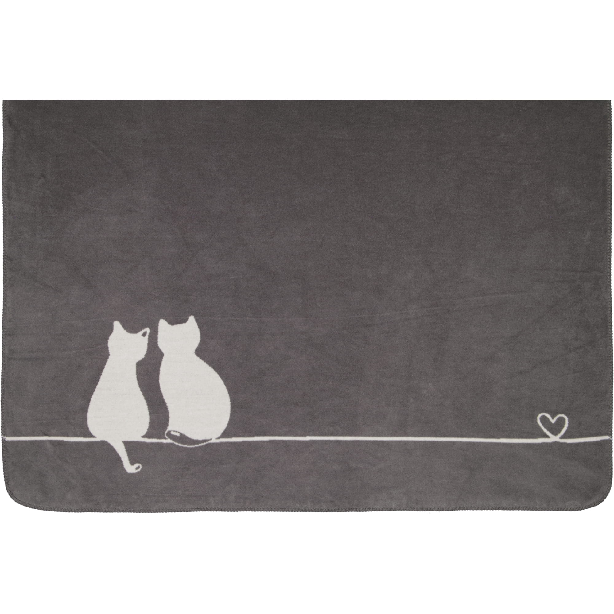 Cawö Home Wohndecken CUTE CATS EDITION You & Me 62630 stein/anthrazit - 70 - 150x200 cm