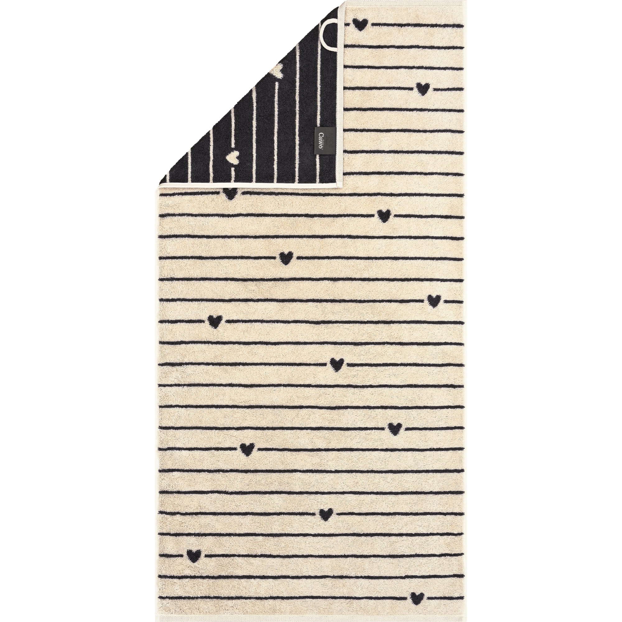 Cawö Handtücher Heart Beats Lines & Hearts 6276 basalt - 37 - Handtuch 50x100 cm