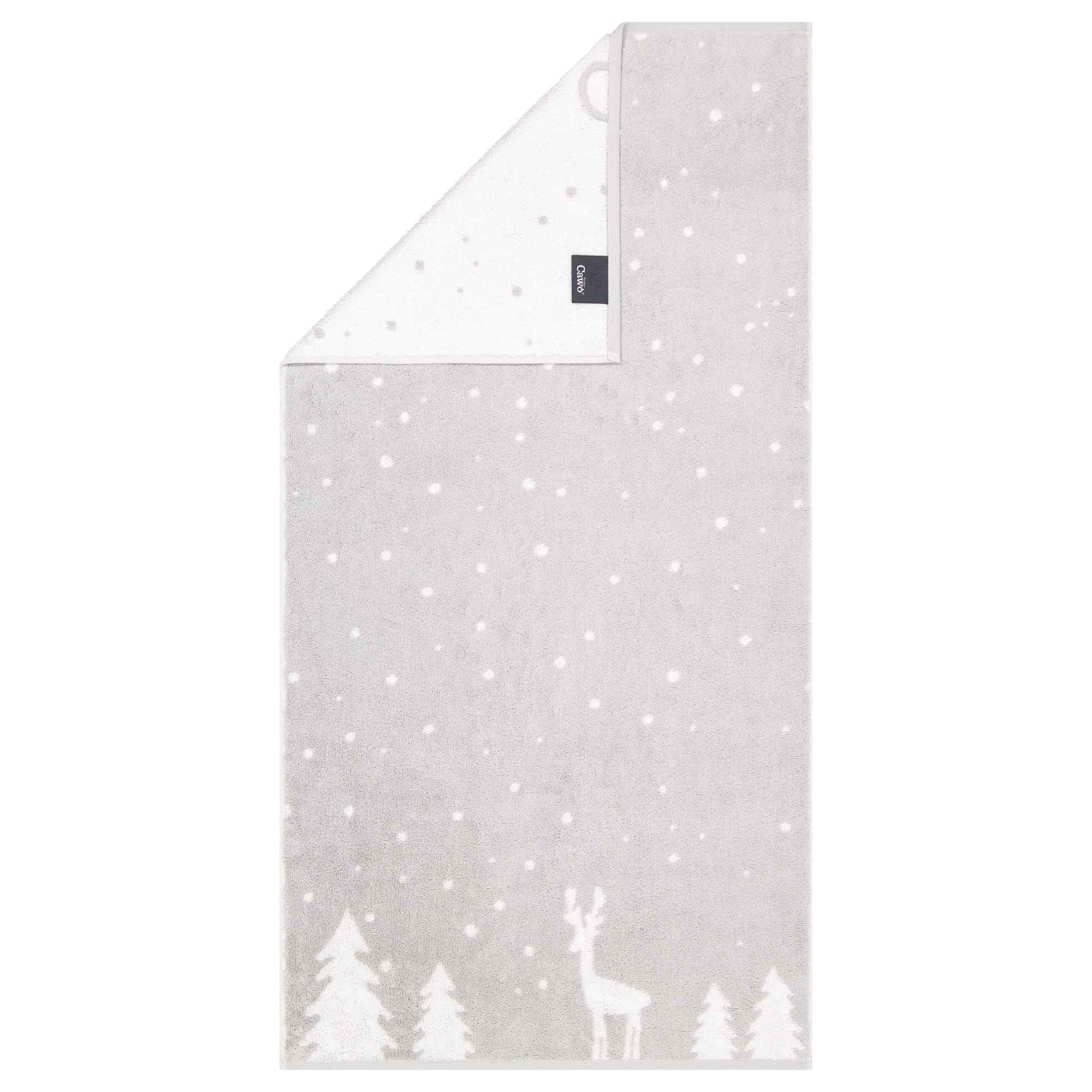Cawö Handtücher WINTER EDITION Rudi im Schnee 6271 platin/weiß - 76 - Handtuch 50x100 cm