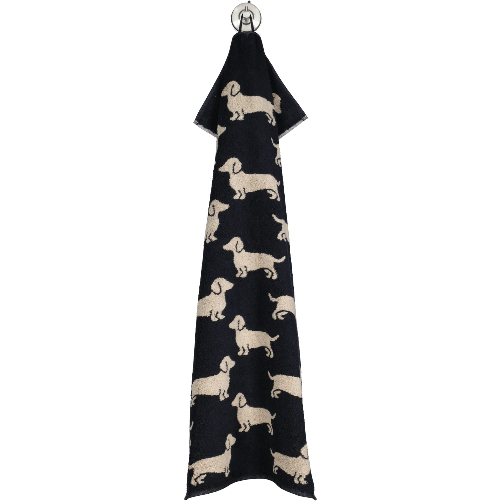 Cawö Handtücher WE LOVE DOGS 6246 Schwarz-Beige - 93 - Handtuch 50x100 cm