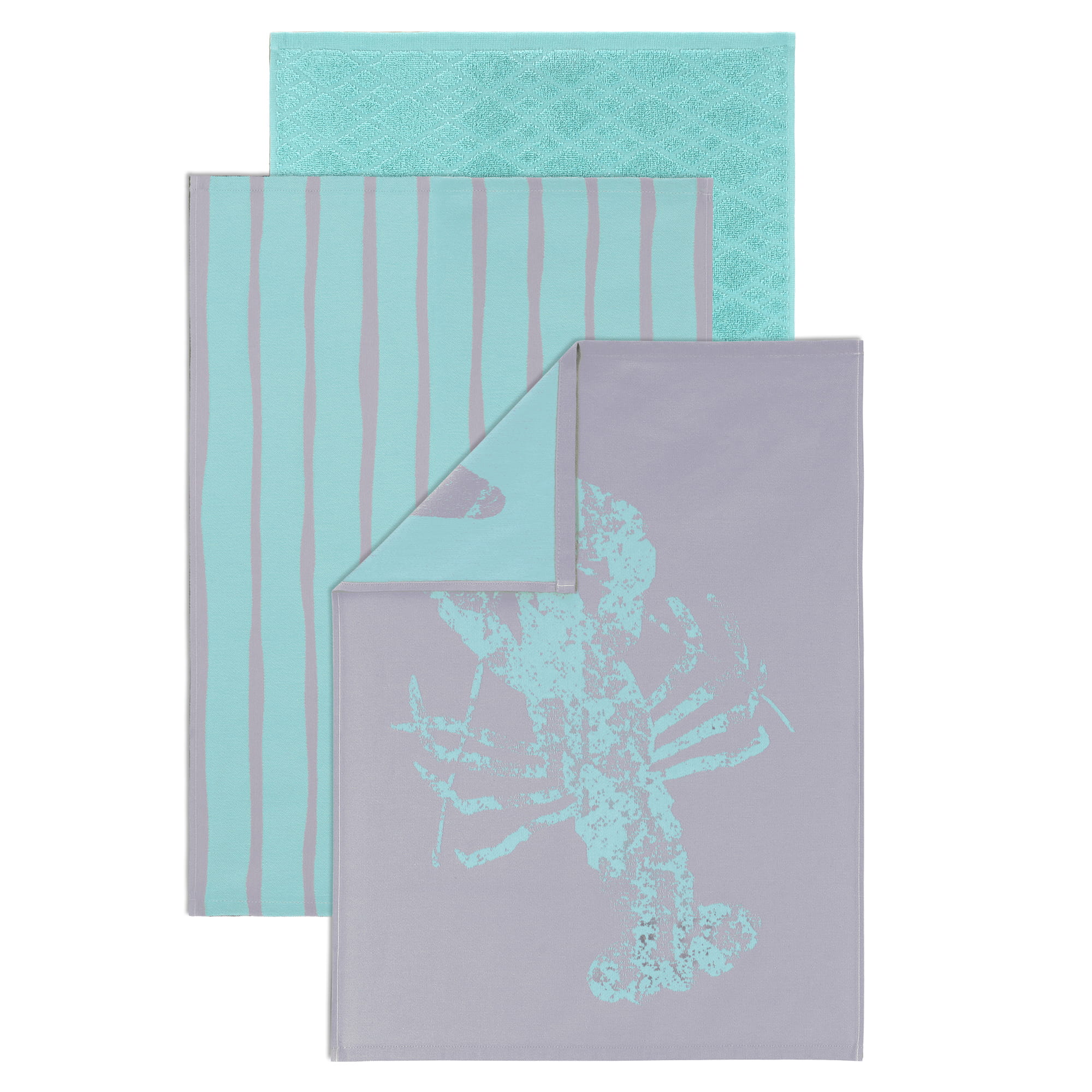 Vossen Geschirrtücher Lobster Luxe 3er Set dreamy blue - 0002 - 50x70 cm