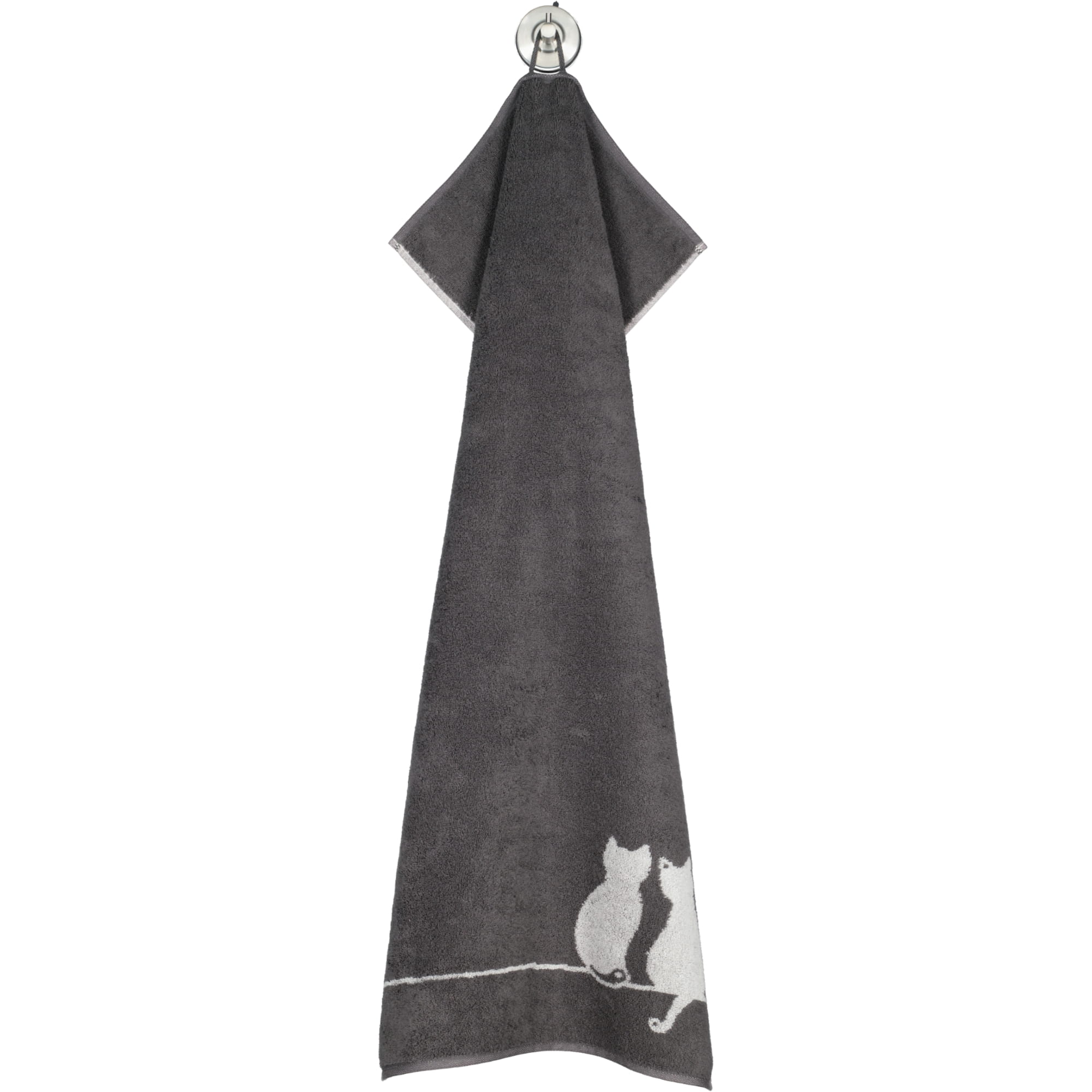 Cawö Handtücher CUTE CATS EDITION You & Me 6263 basalt/platin - 77 - Handtuch 50x100 cm