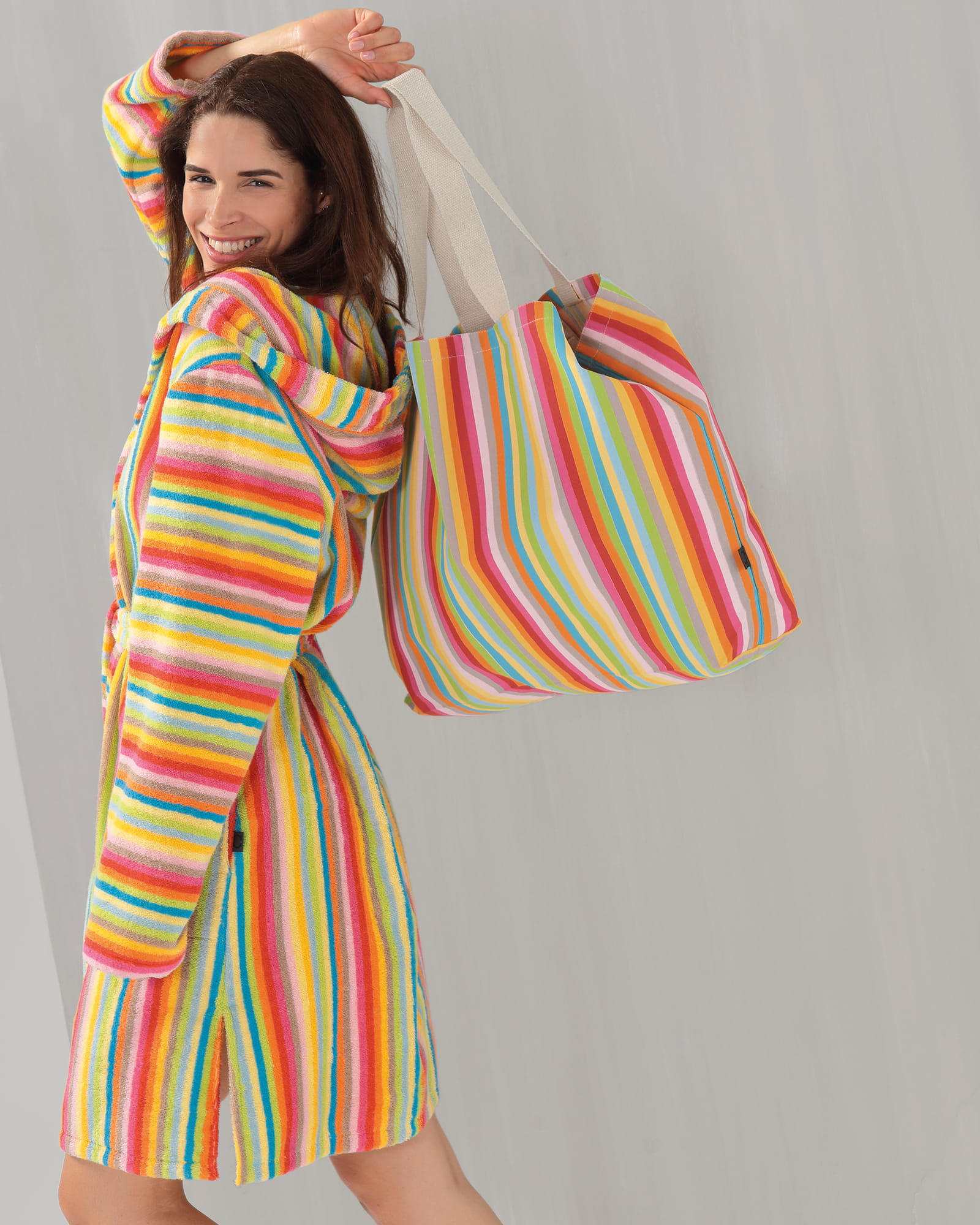 Cawö - Damen Bademantel Life Style - Kapuze 7081 - Farbe: multicolor - 25