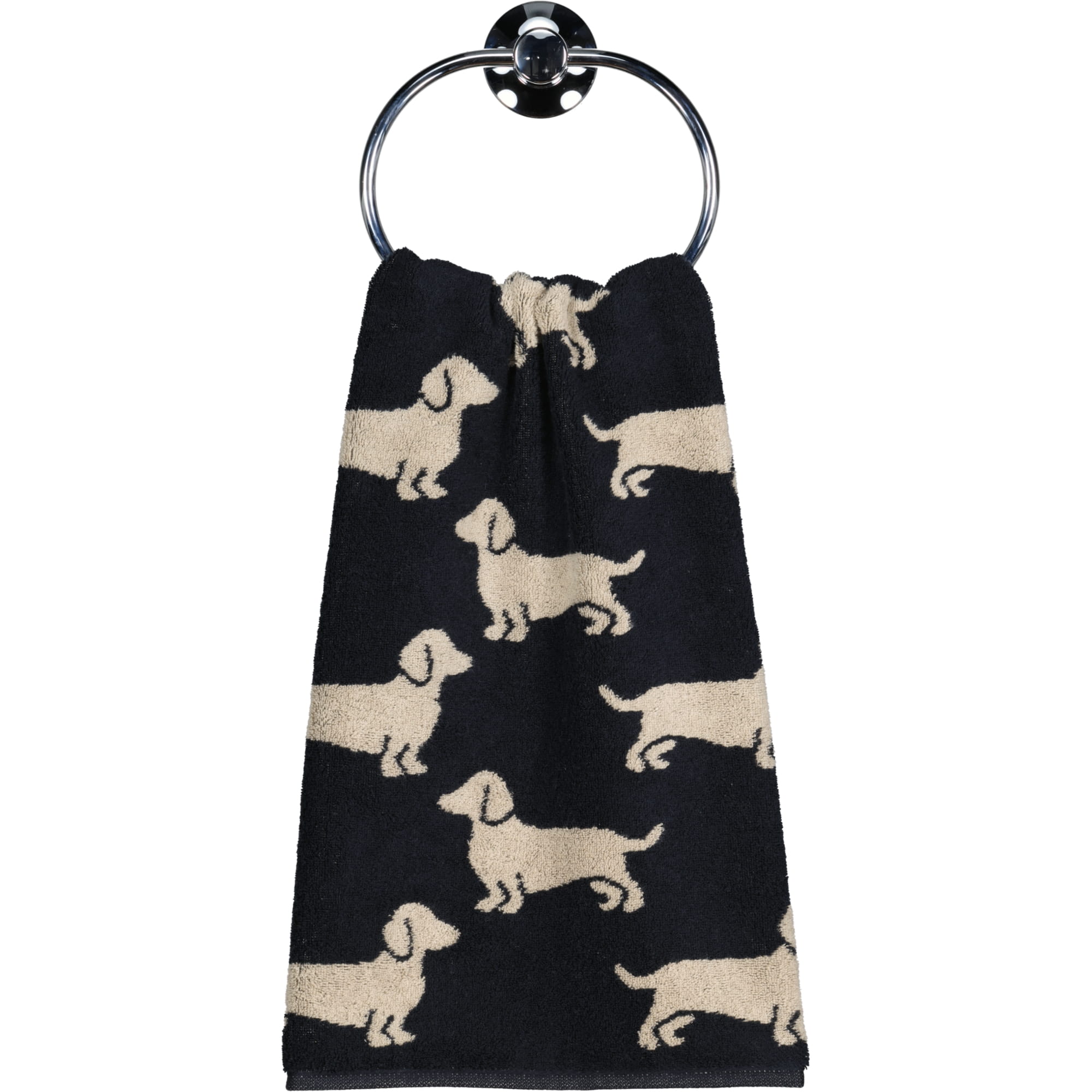 Cawö Handtücher WE LOVE DOGS 6246 Schwarz-Beige - 93 - Handtuch 50x100 cm