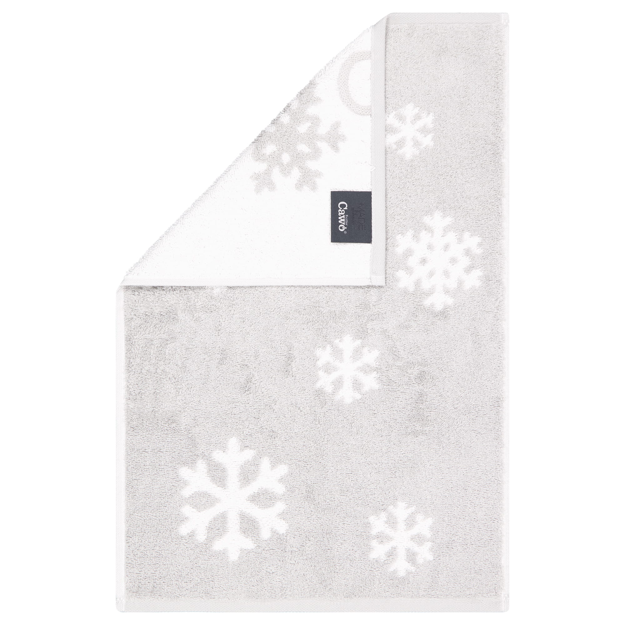 Cawö Handtücher WINTER EDITION Schneekristalle 6270 platin/weiß - 76 - Gästetuch 30x50 cm