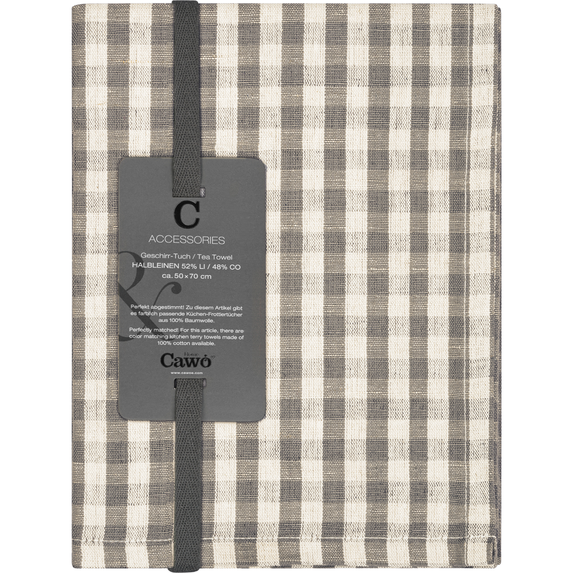 Cawö Home Geschirrtücher Linen Classics Karo 538 metal - 73 - 50x70 cm