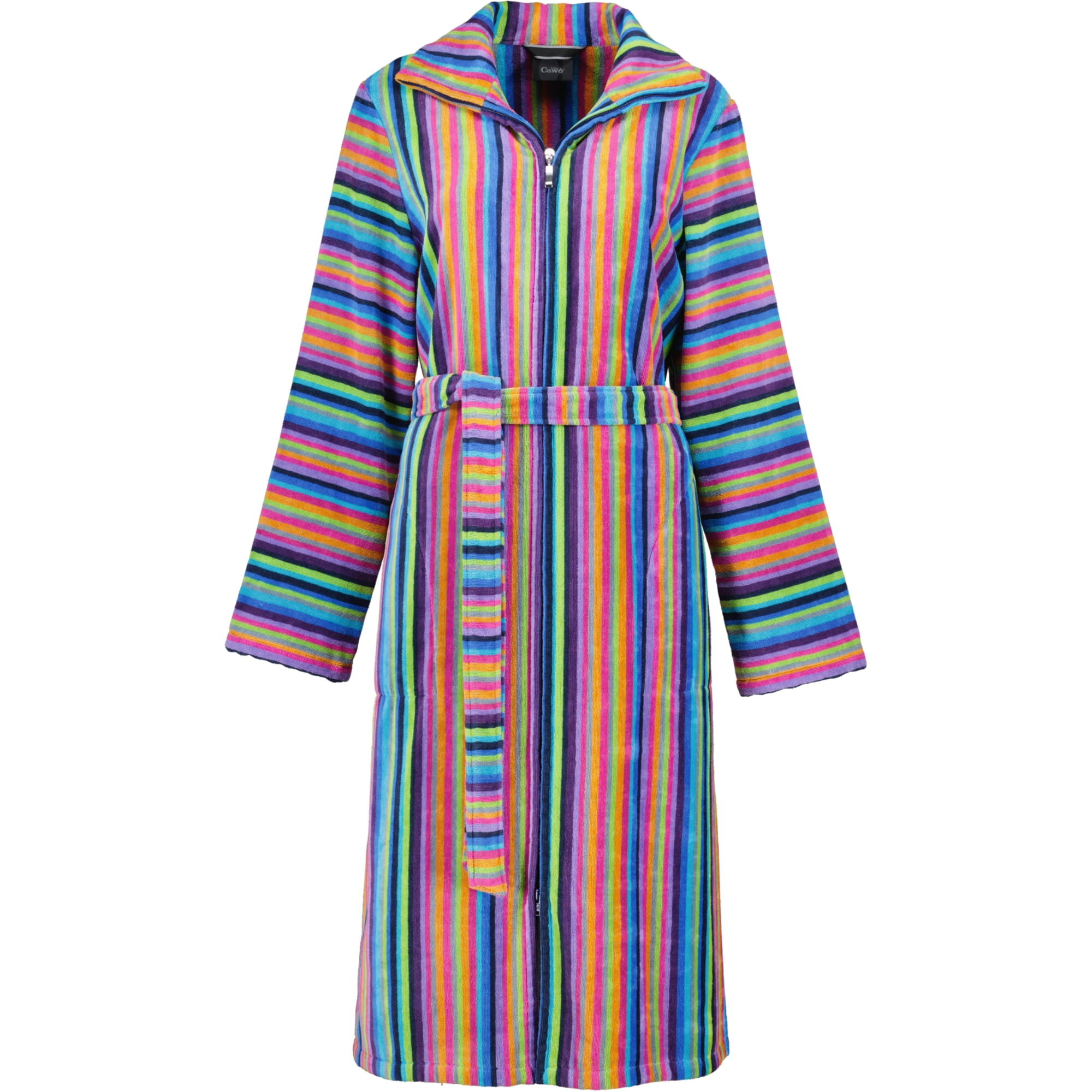 Cawö - Damen Bademantel Leichtvelours - 2-Wege-Reißverschluss 1456 - Farbe: 14 - multicolor