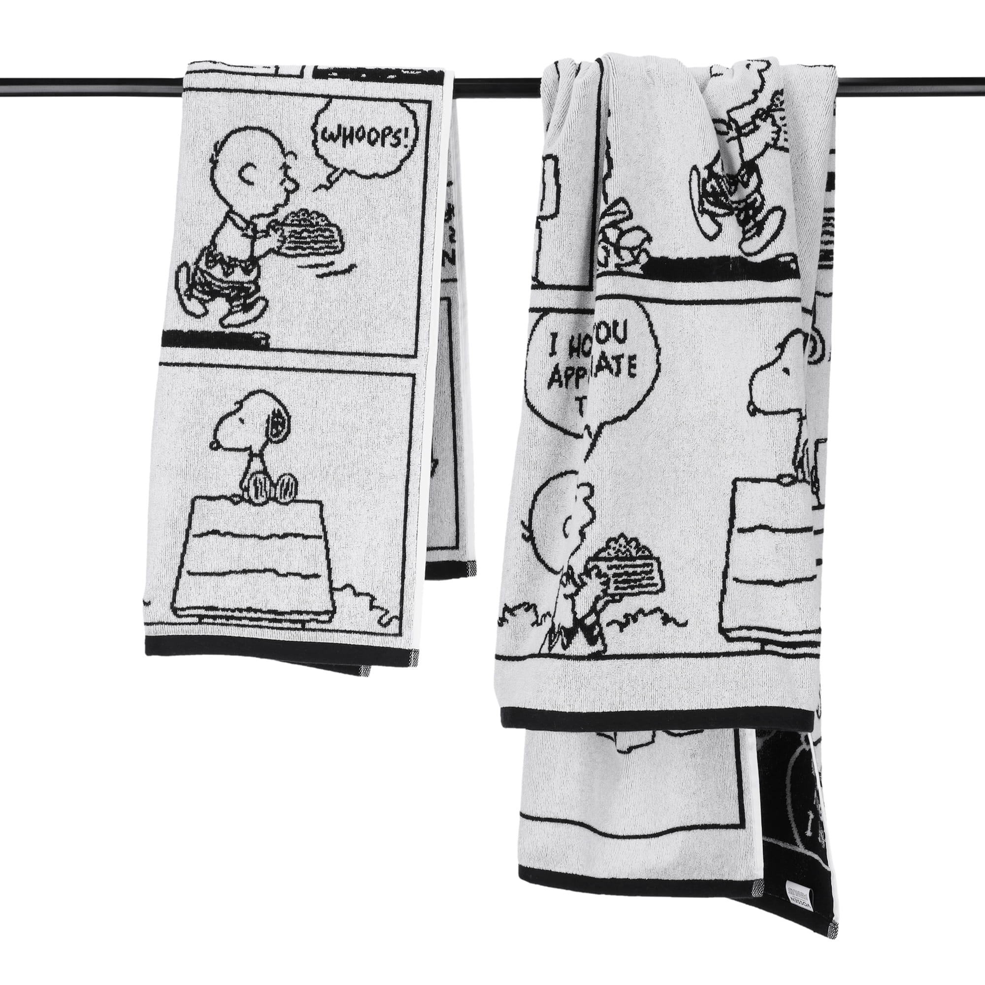 Vossen Handtücher PEANUTS Moments black-white - 0001 - Duschtuch 67x140 cm