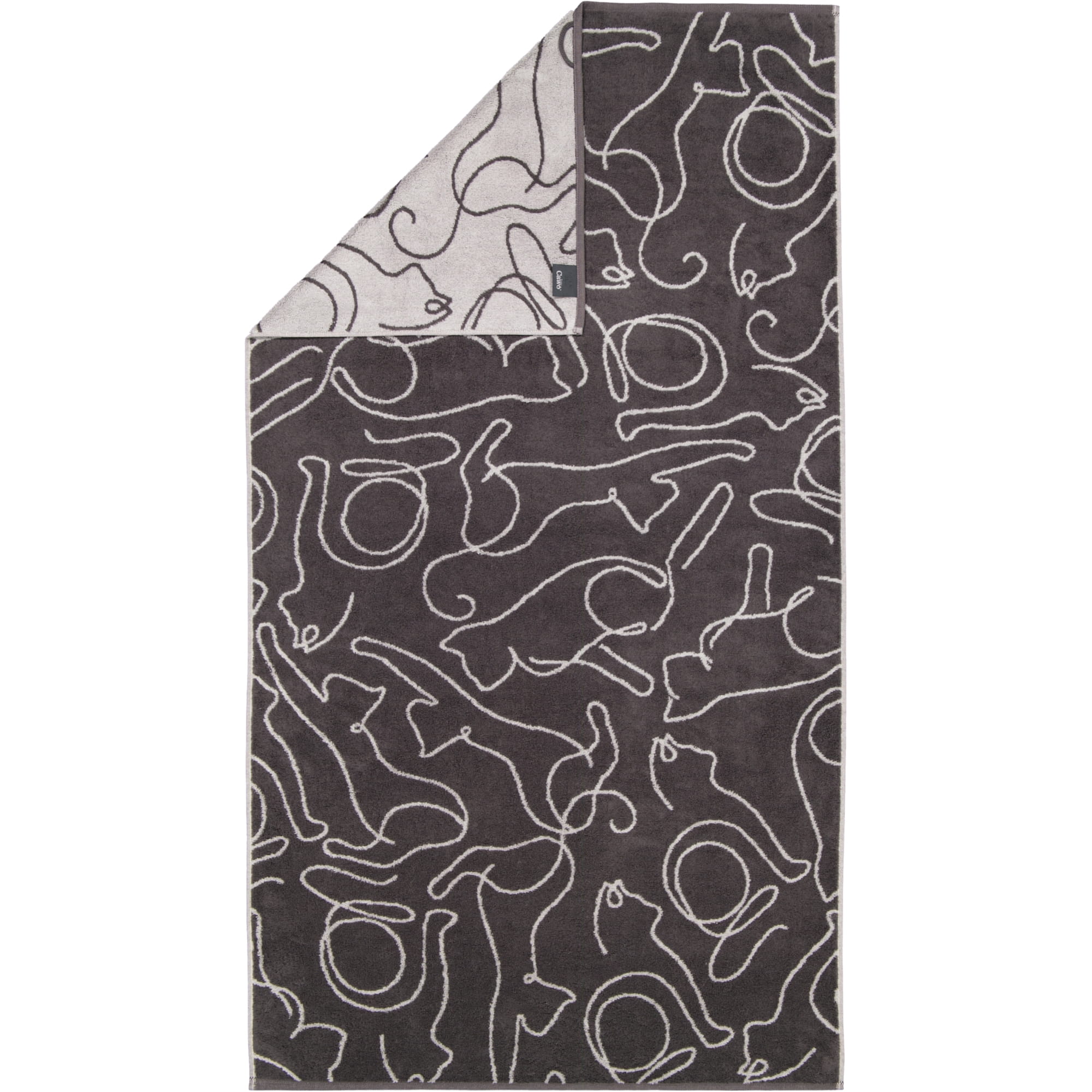 Cawö Handtücher CUTE CATS EDITION Cats 6264 basalt/platin - 77 - Duschtuch 80x150 cm