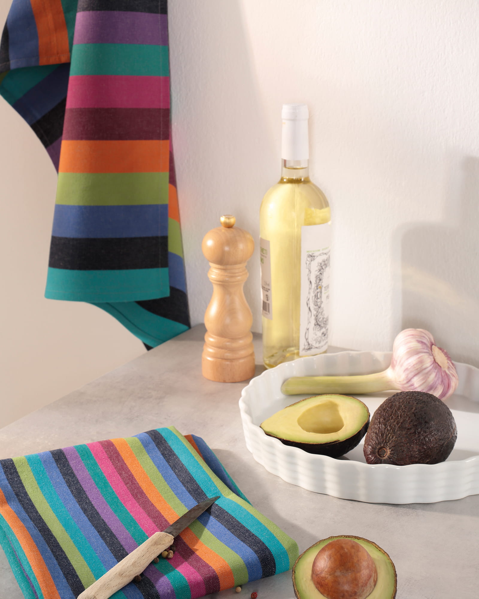 Cawö Home Geschirrtücher Cuisine Lifestyle Blockstreifen 7058 multicolor dunkel - 84 - 50x70 cm