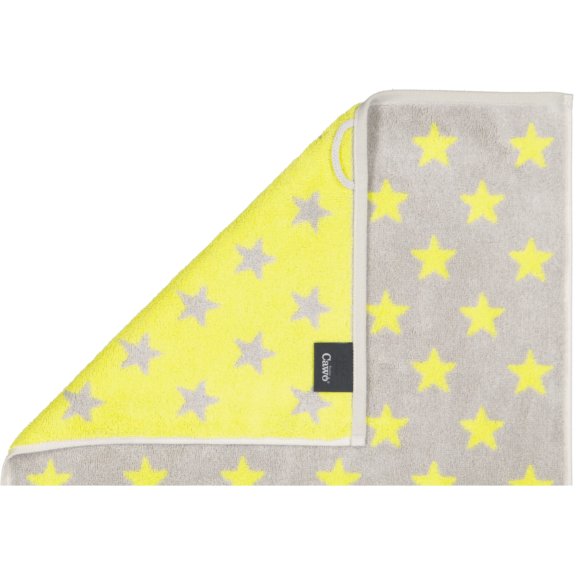 Cawö Handtücher NEW STARS Sterne klein 6261 platin/lime - 75 - Waschhandschuh 16x22 cm