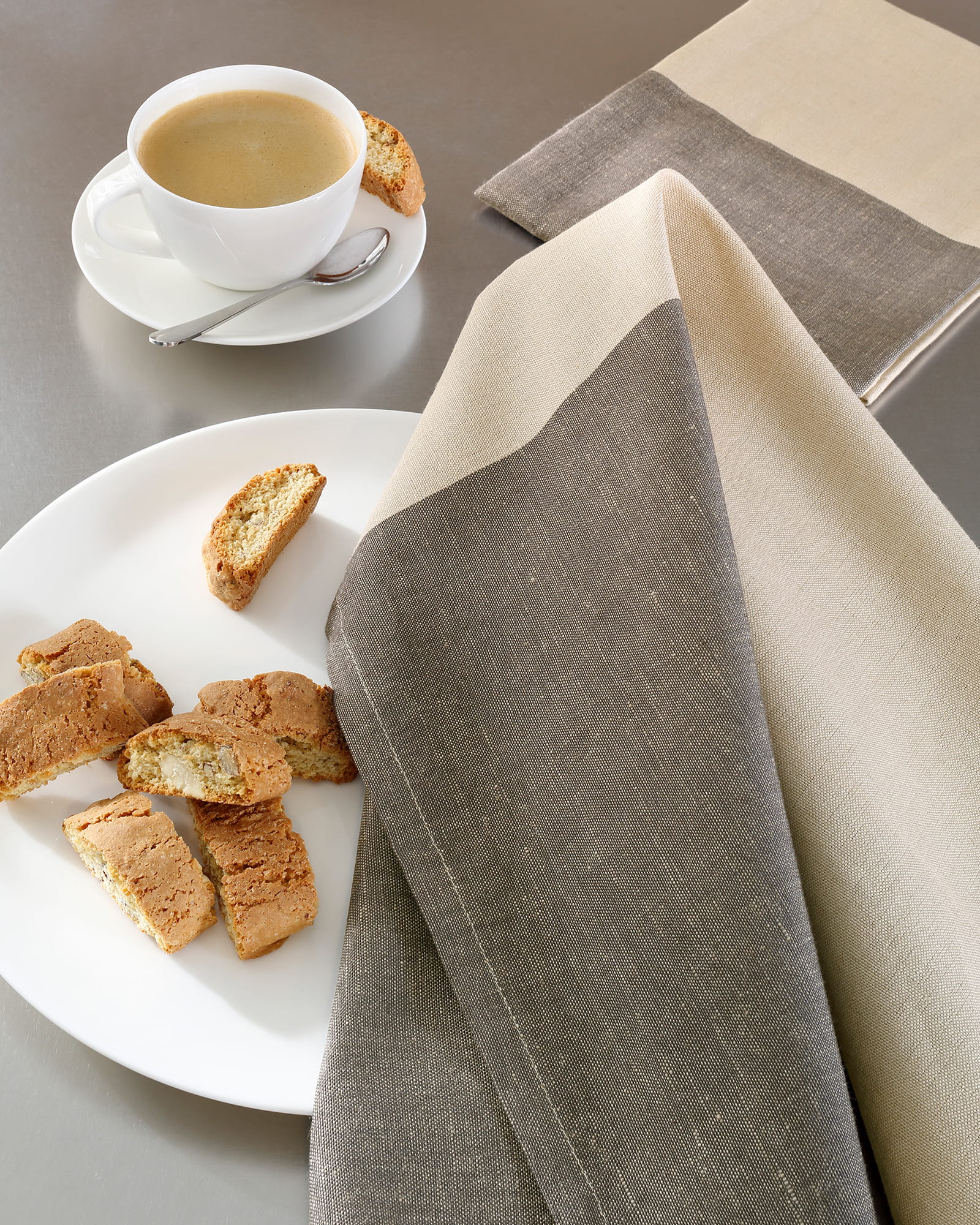 Cawö Home Geschirrtücher Cuisine Duo 535 basalt/leinen - 73 - 50x70 cm