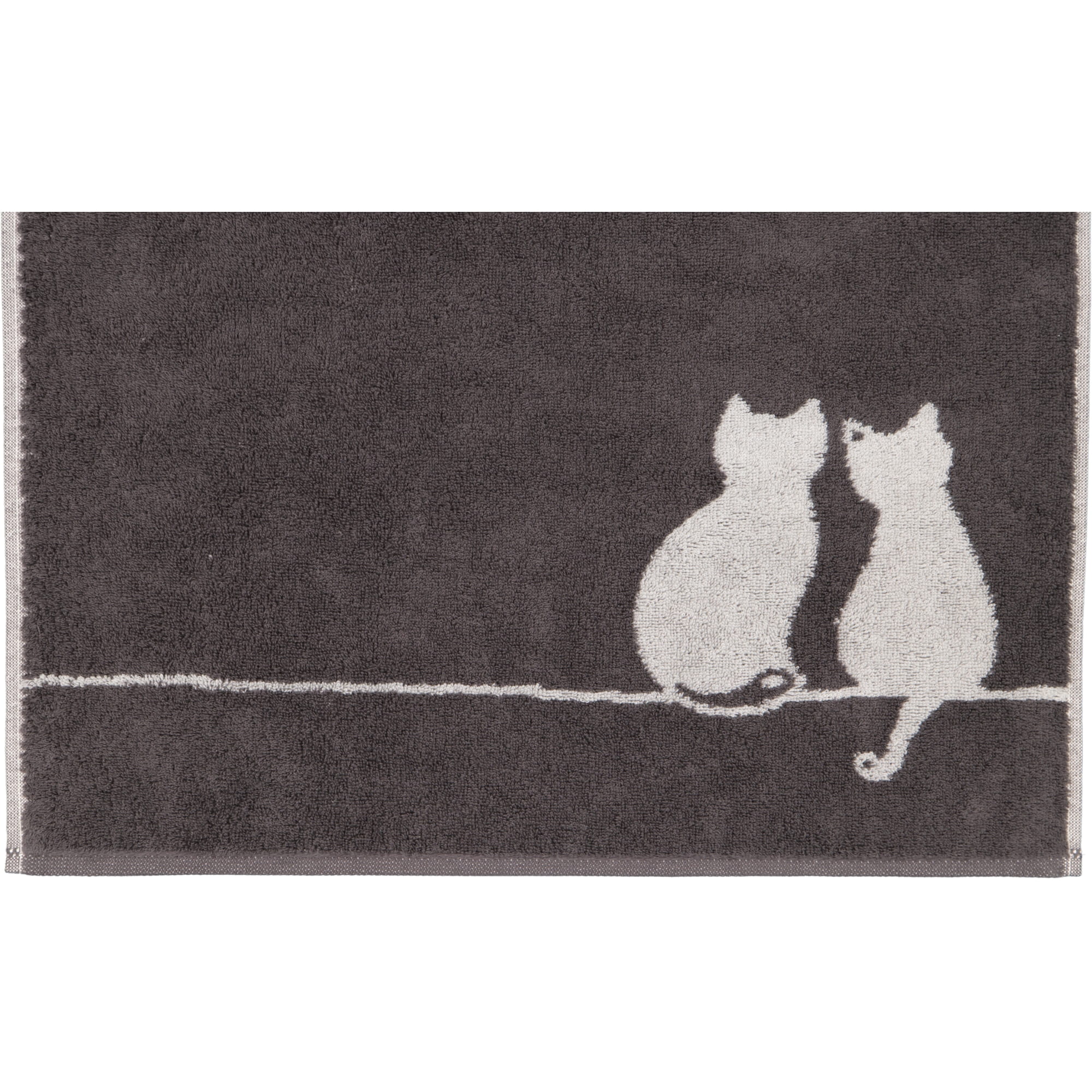 Cawö Handtücher CUTE CATS EDITION You & Me 6263 basalt/platin - 77 - Handtuch 50x100 cm