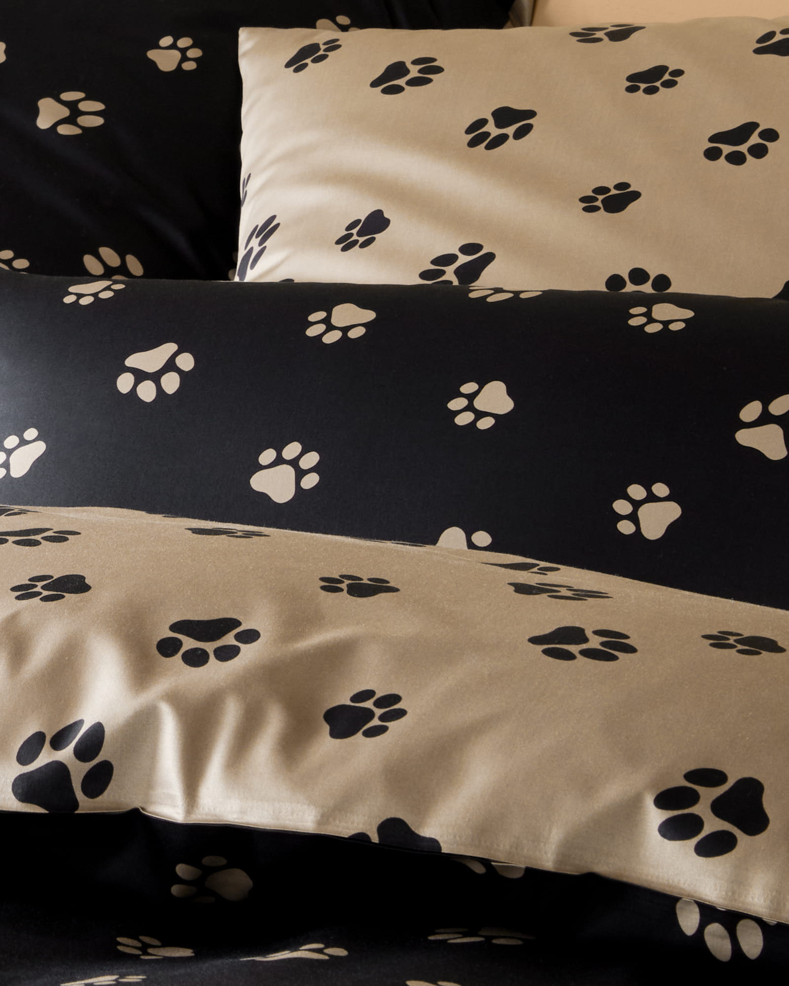 elegante Bettwäsche WE LOVE DOGS Paws 24541 Schwarz-Beige - 9