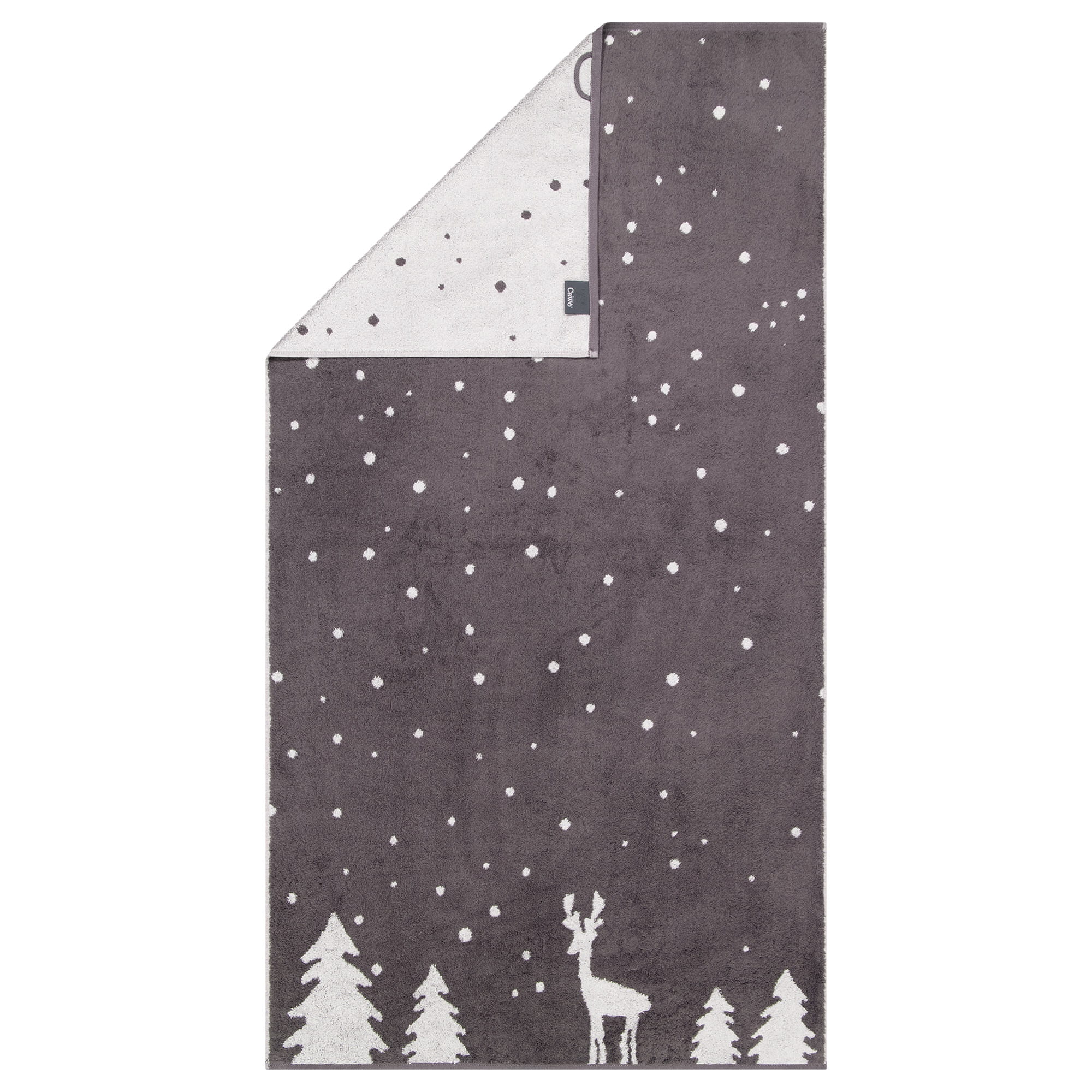 Cawö Handtücher WINTER EDITION Rudi im Schnee 6271 basalt/platin - 77 - Duschtuch 70x140 cm