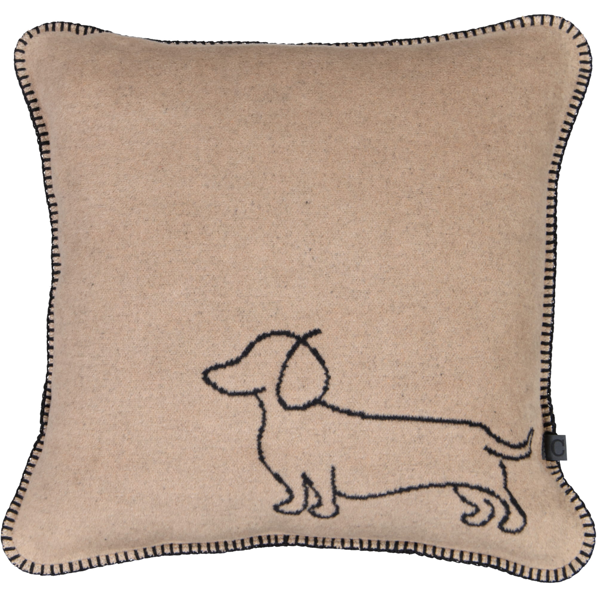 Cawö Kissenhüllen WE LOVE DOGS Companion 62480 schwarz/beige - 93 - 50x50 cm