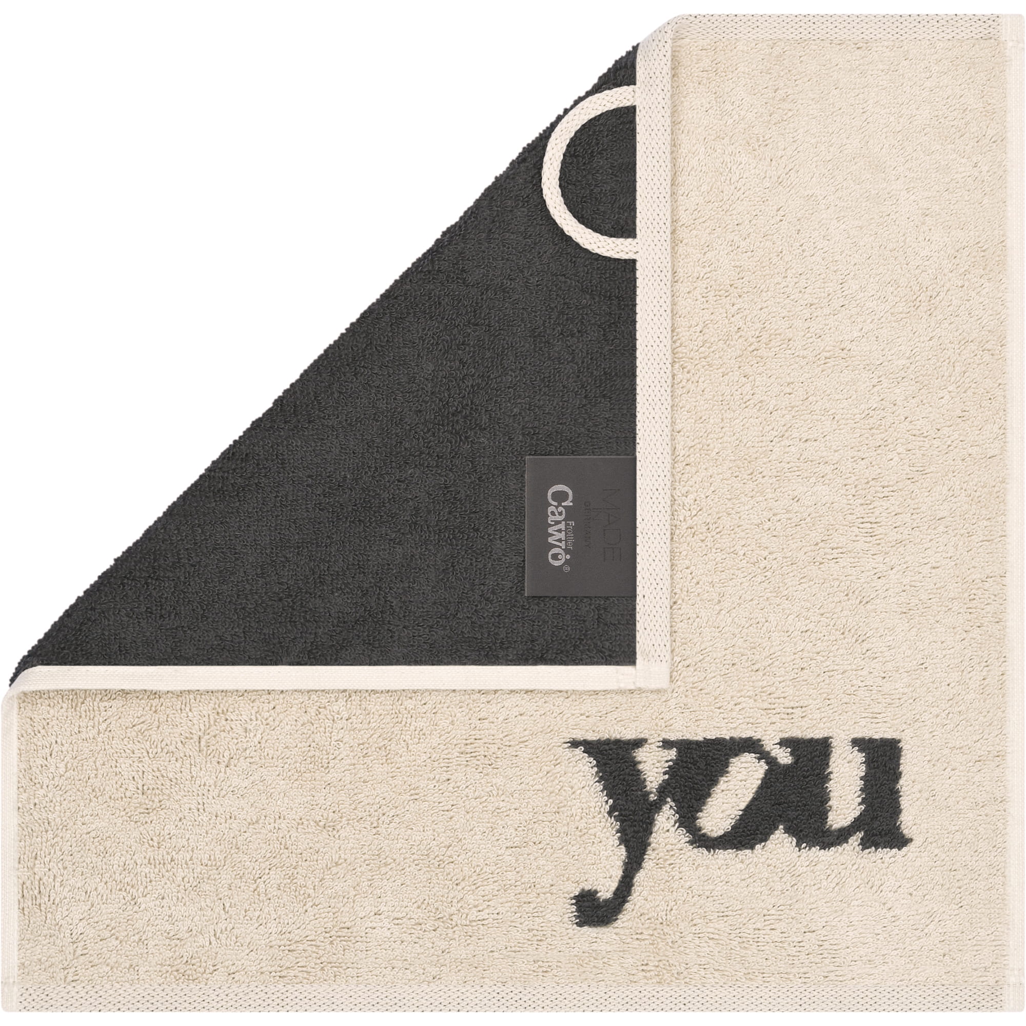 Cawö Seiftücher Heart Beats You & Me 6285 3er Set natur/basalt - 37 - Seiflappen 30x30 cm