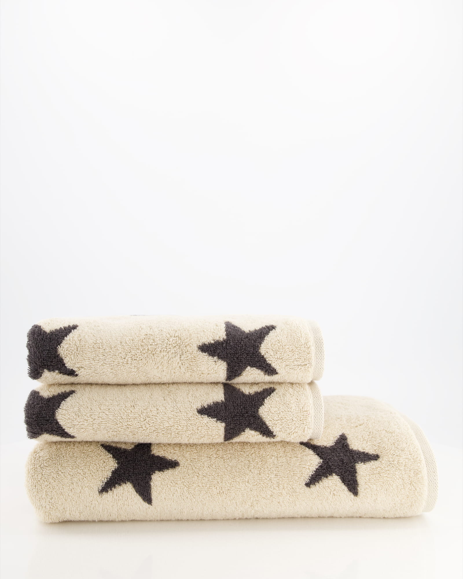 Cawö Handtücher NEW STARS Sterne groß 6260 beige/basalt - 37 - Handtuch 50x100 cm