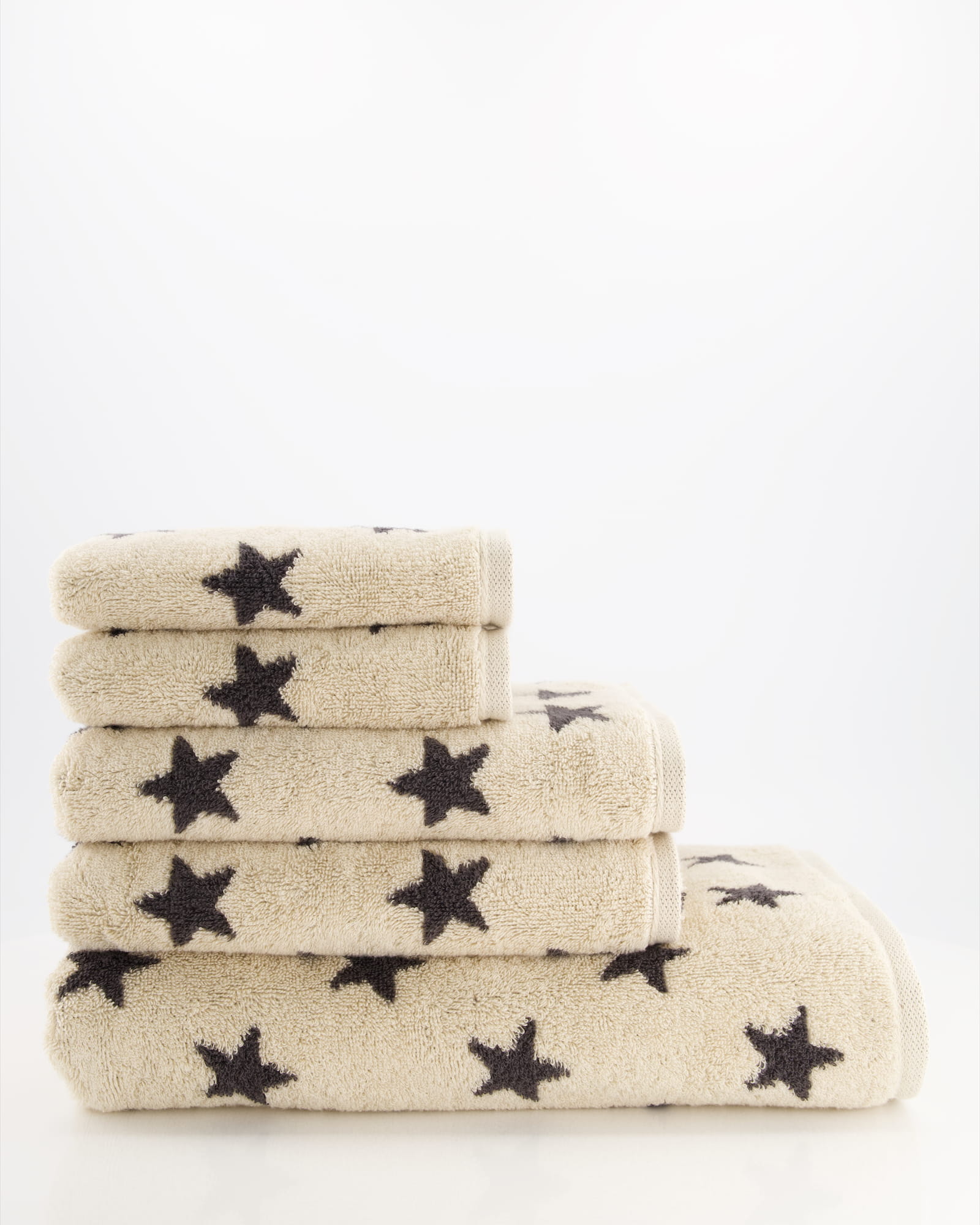 Cawö Handtücher NEW STARS Sterne klein 6261 beige/basalt - 37 - Waschhandschuh 16x22 cm