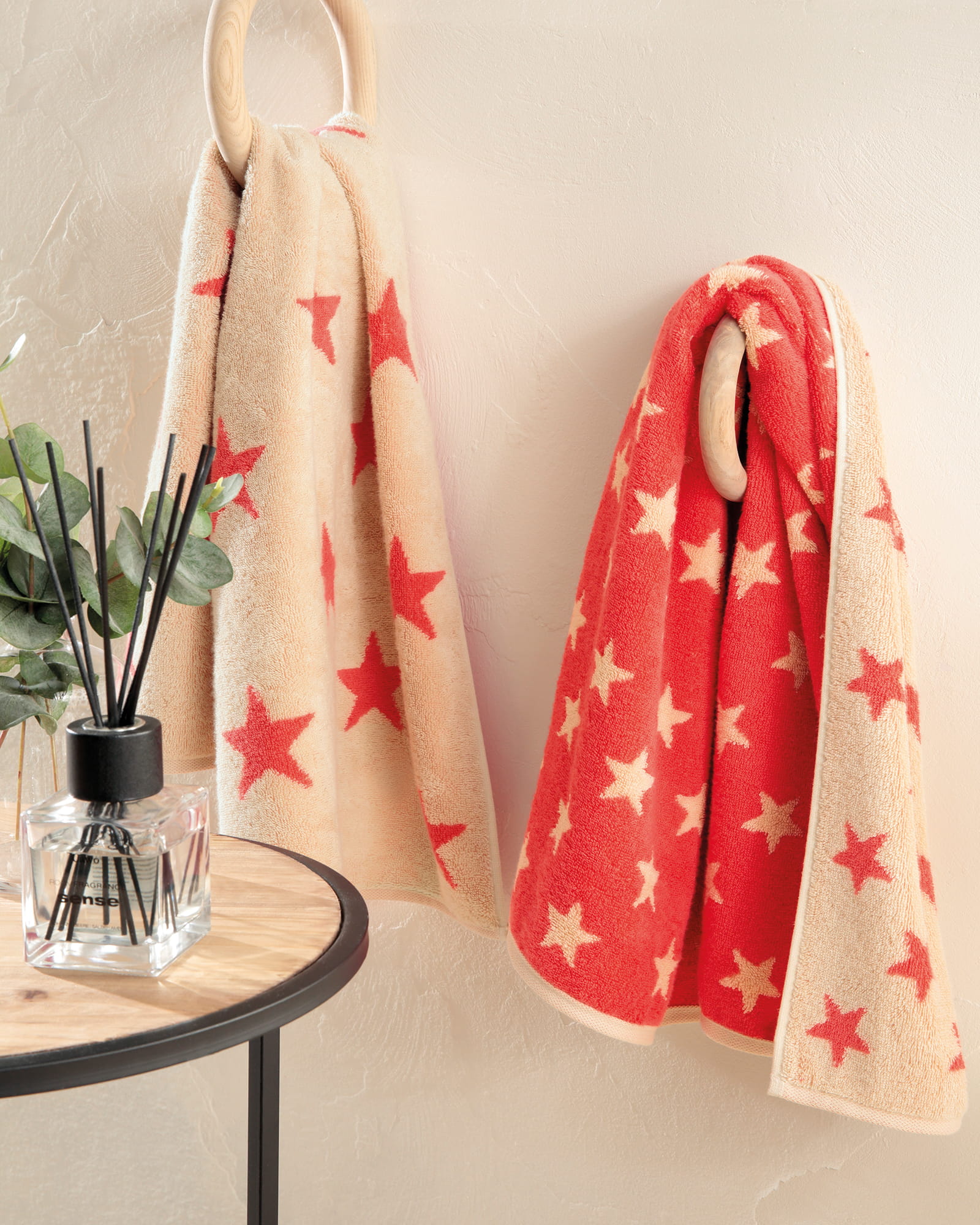 Cawö Handtücher NEW STARS Sterne groß 6260 beige/pink - 32 - Handtuch 50x100 cm