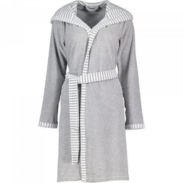 Vossen Bademäntel Damen Kurzmantel mit Kapuze Juno - Farbe: grau melange - 7380 - S