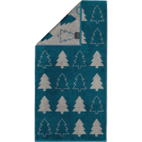 Cawö Christmas Edition Tannenbäume 958 - Farbe: smaragd - 44 Handtuch 50x100 cm