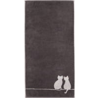 Cawö Handtücher CUTE CATS EDITION You &amp; Me 6263 - Farbe: basalt/platin - 77 - Handtuch 50x100 cm