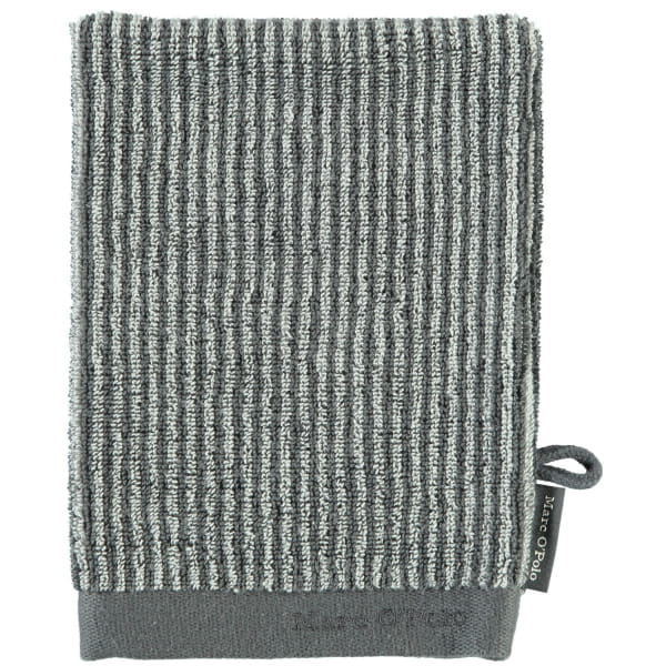 Marc o Polo Timeless Tone Stripe - Farbe: anthrazite/silver Waschhandschuh 16x21 cm